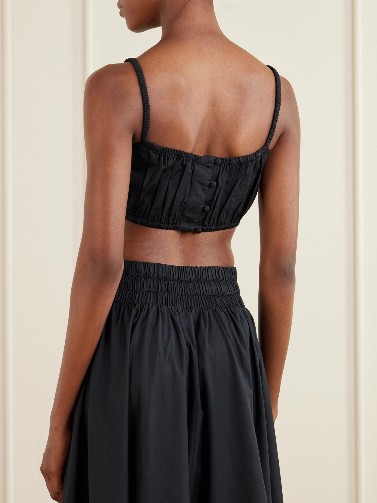 Bea Shirred Cotton-Poplin Bandeau Tank