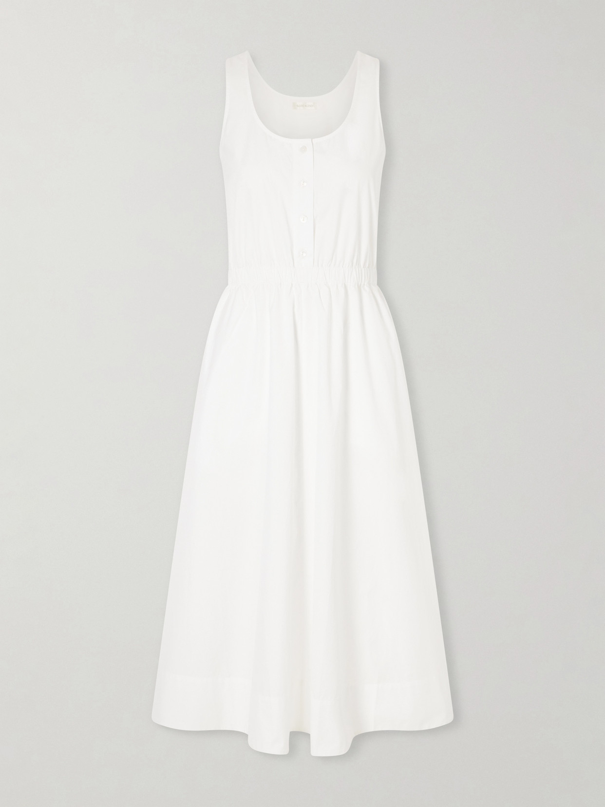 Suzie Kondi Daphne Gathered Cotton-poplin Midi Dress In White
