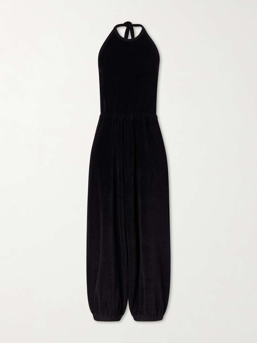 Suzie Kondi Anna Cotton-blend Terry Halterneck Jumpsuit