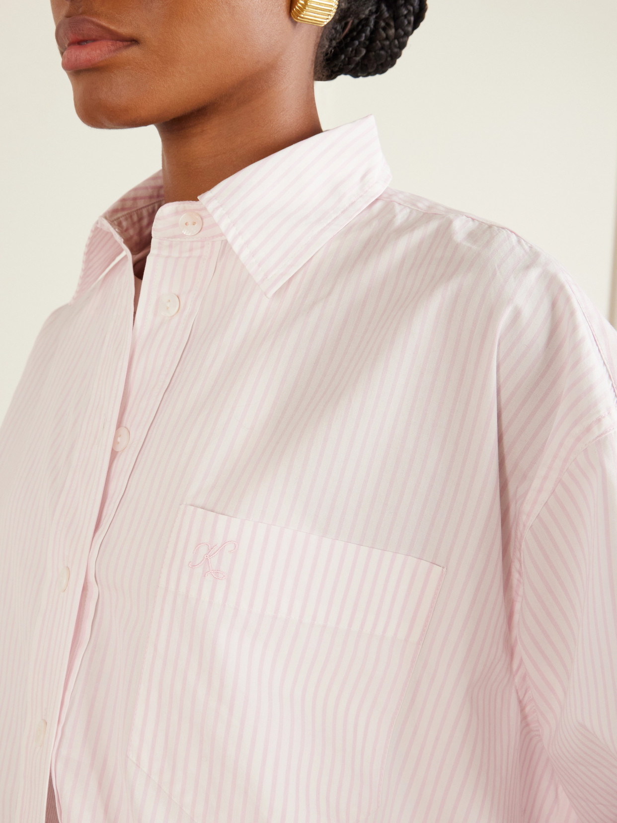 Kappa Logo-Embroidered Striped Cotton-Poplin Shirt