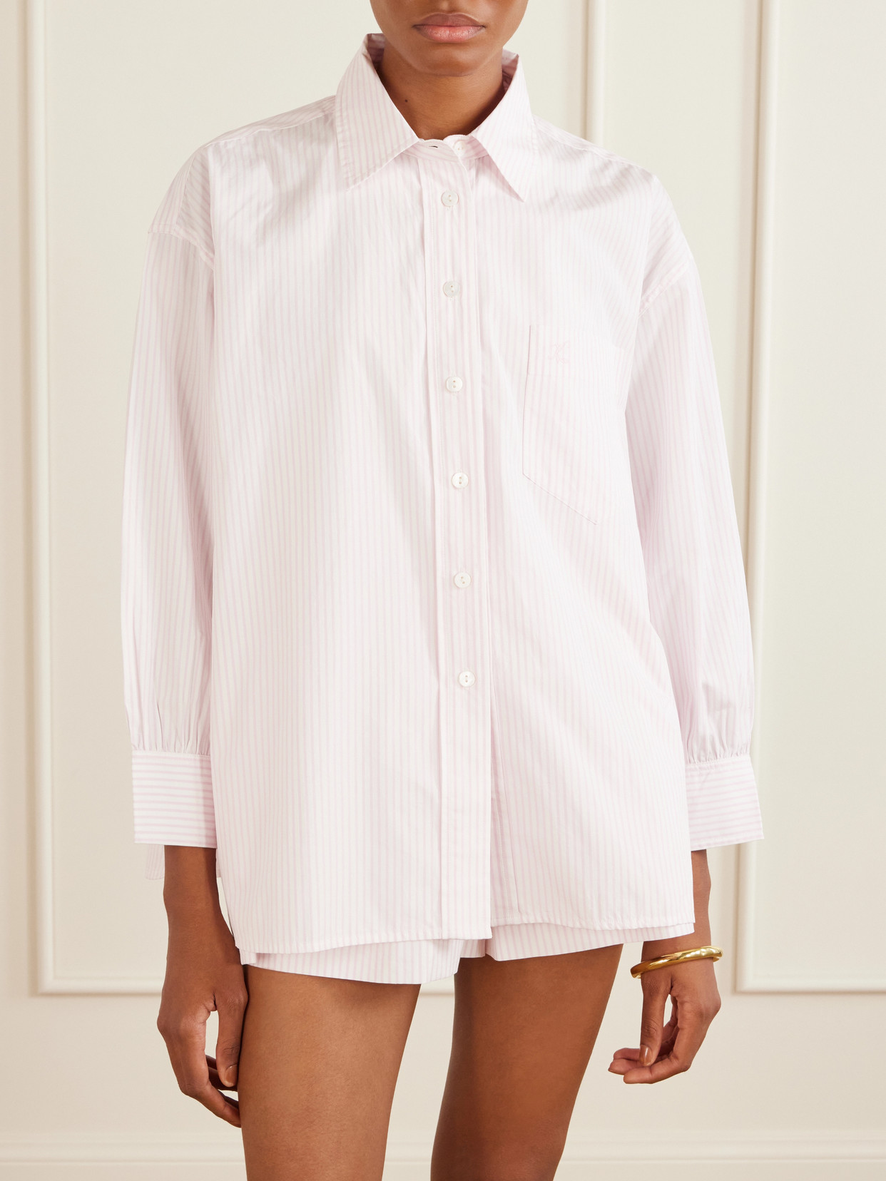 Kappa Logo-Embroidered Striped Cotton-Poplin Shirt