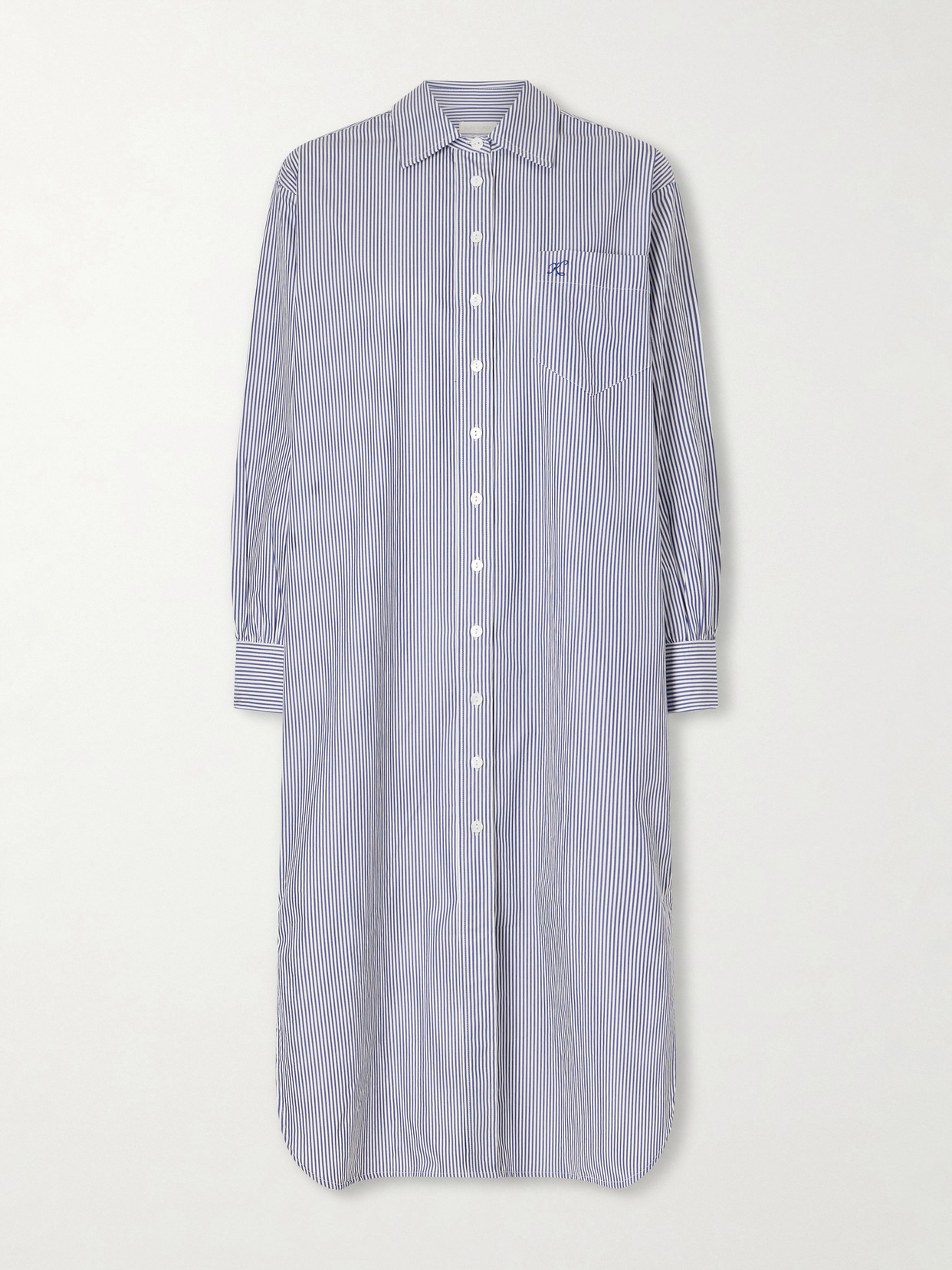 Suzie Kondi Stella Striped Cotton-poplin Midi Shirt Dress In Blue