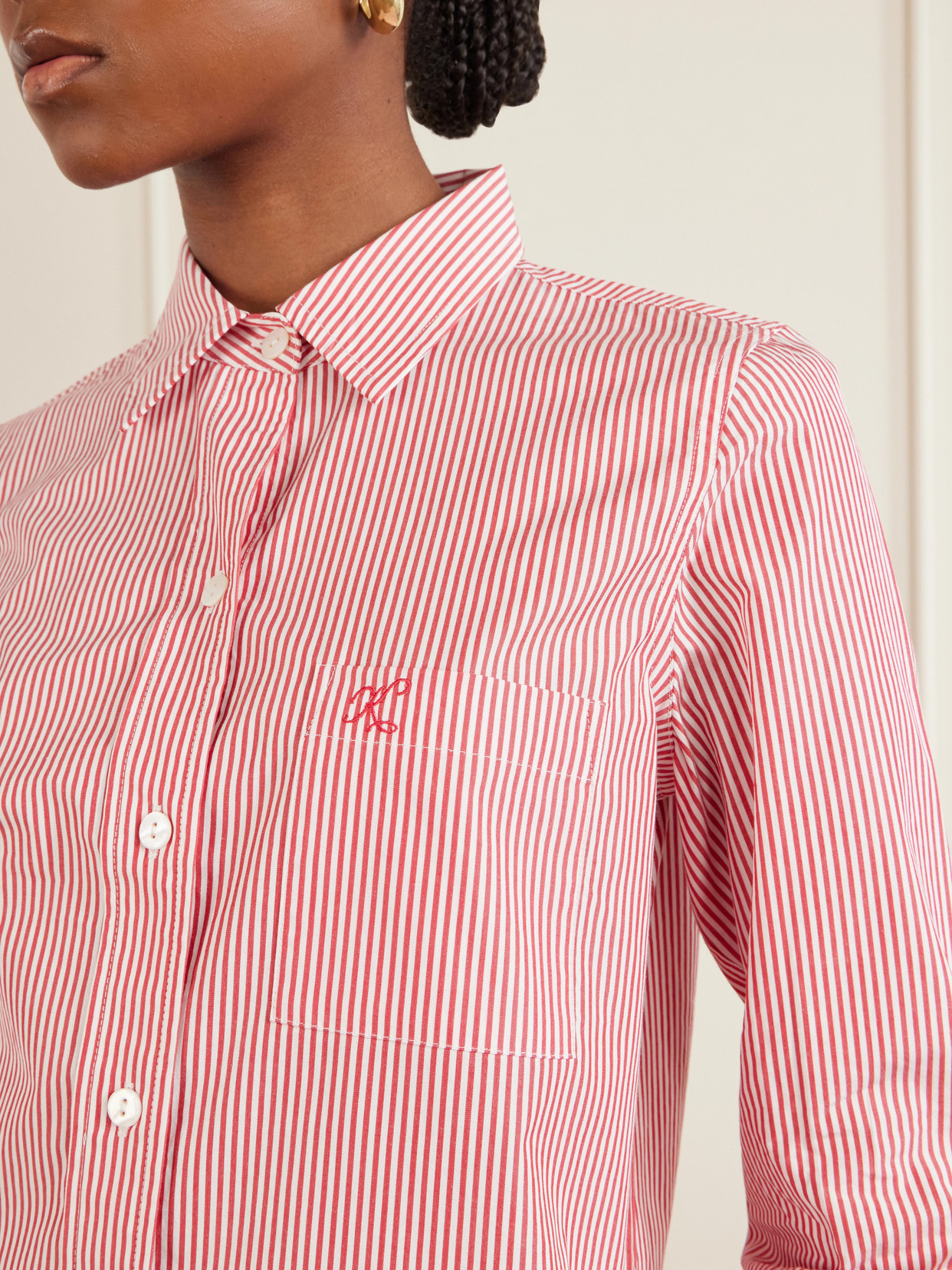 Vella Logo-Embroidered Striped Cotton-Poplin Shirt