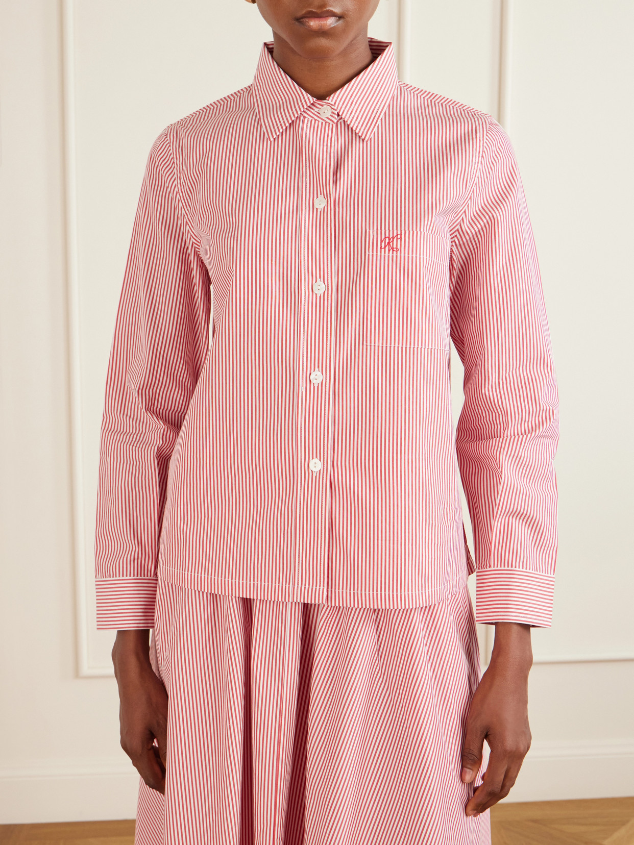 Vella Logo-Embroidered Striped Cotton-Poplin Shirt