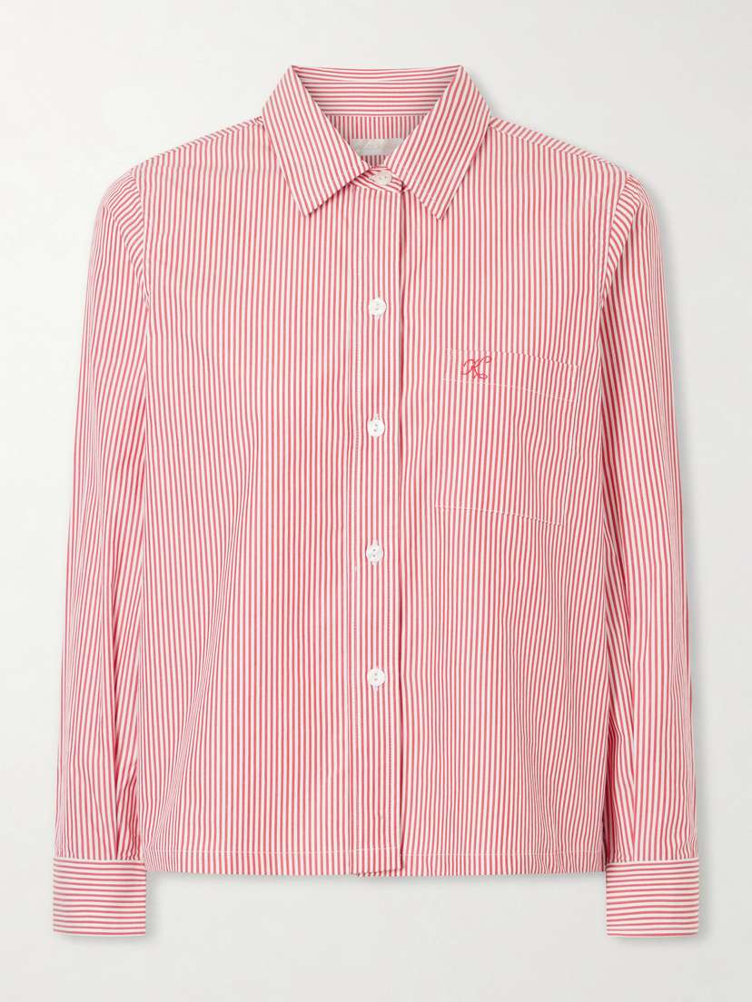 Suzie Kondi Vella Logo-embroidered Striped Cotton-poplin Shirt | Thumbnail 7 Suzie Kondi Vella Logo-embroidered Striped Cotton-poplin Shirt | Thumbnail 7