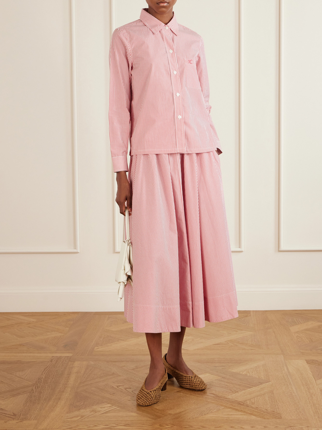 Vella Logo-Embroidered Striped Cotton-Poplin Shirt