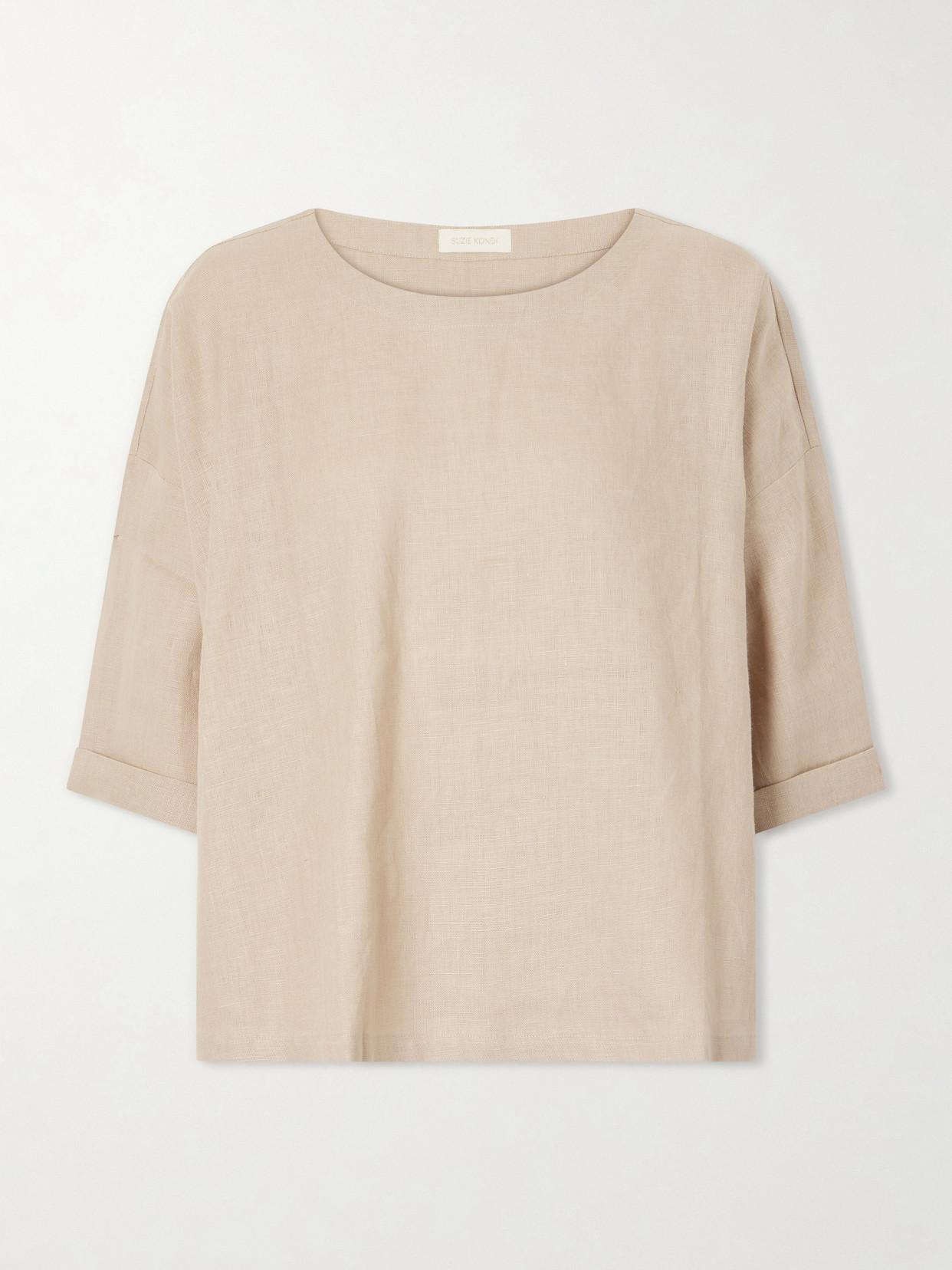 Suzie Kondi Saria Linen-chambray T-shirt In Neutral