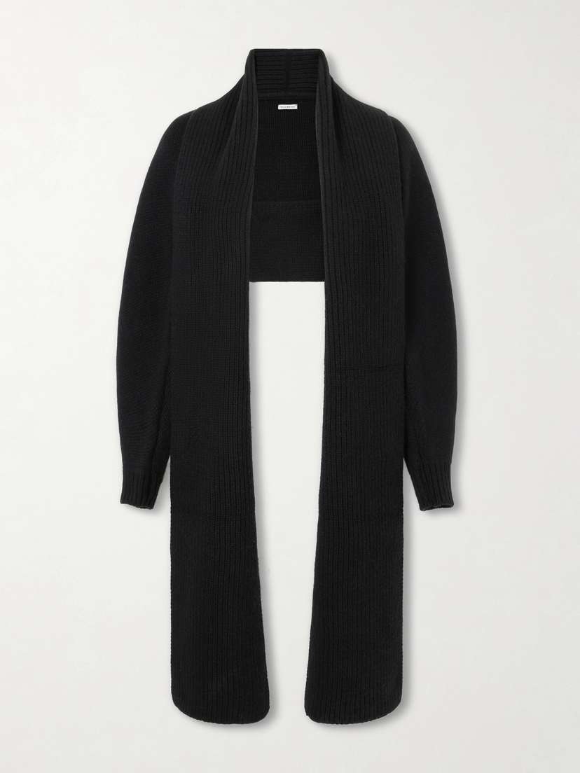 Kallmeyer Suki Shrug Ribbed-knit Wool And Cashmere-blend Cardigan
