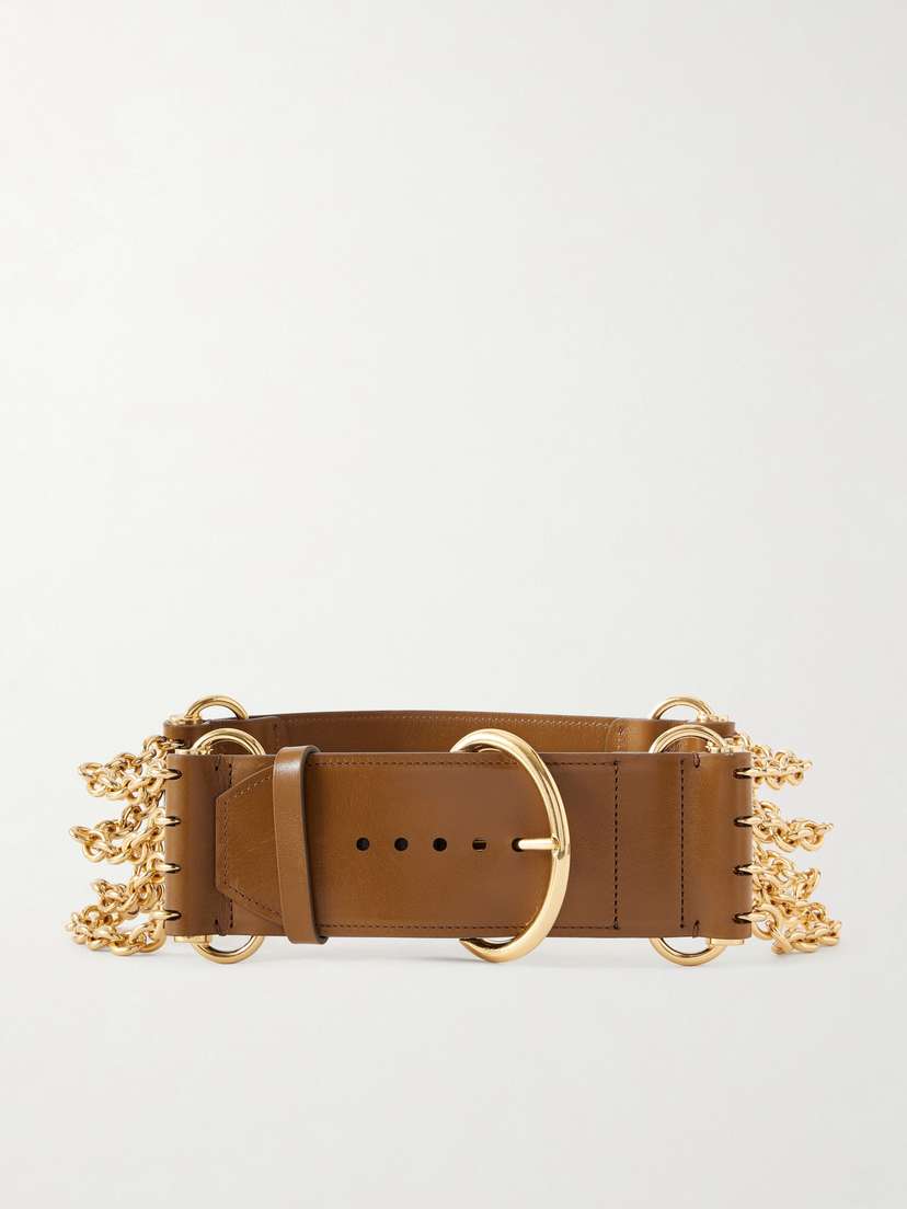 Chloé 6.5 Cm Gold-tone And Leather Waist Belt