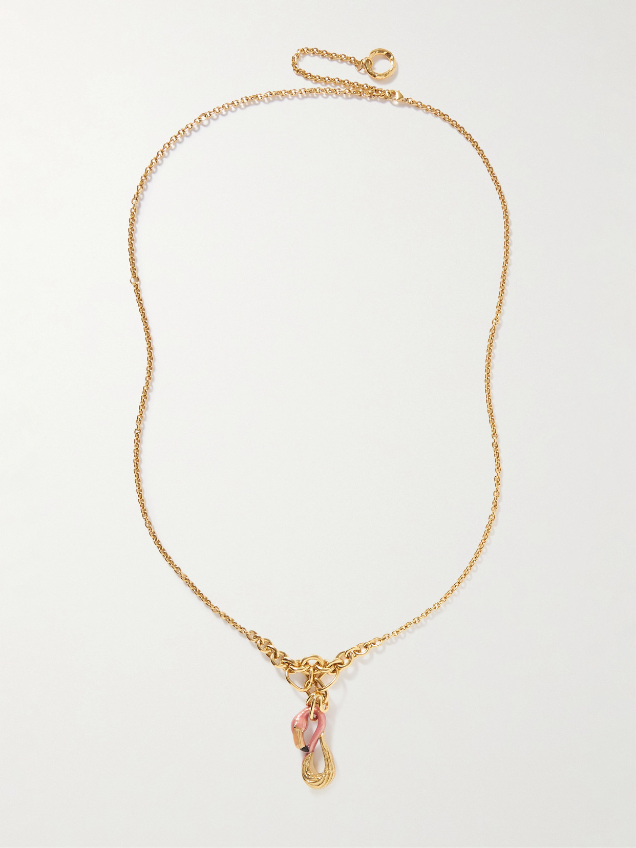 Chloé Gold-tone And Enamel Necklace In Pink