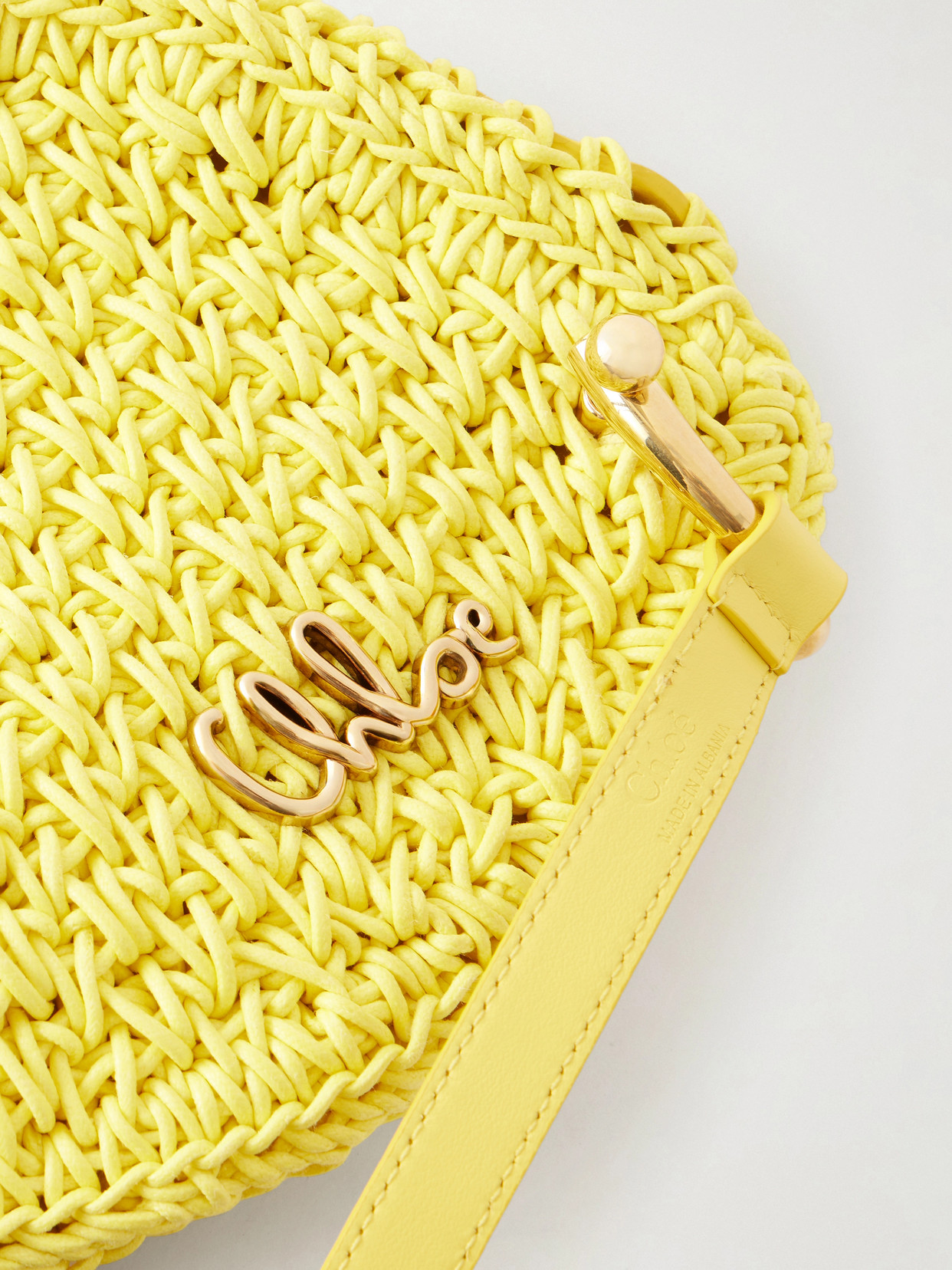 Chloé - Tropicus Embellished Leather-Trimmed Woven Shoulder Bag