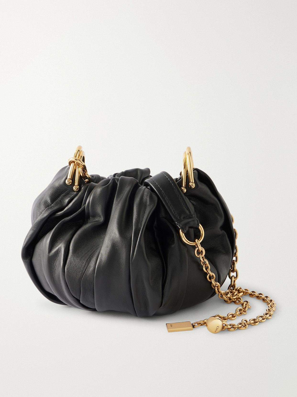 Chloé Pleated Leather Shoulder Bag In Black