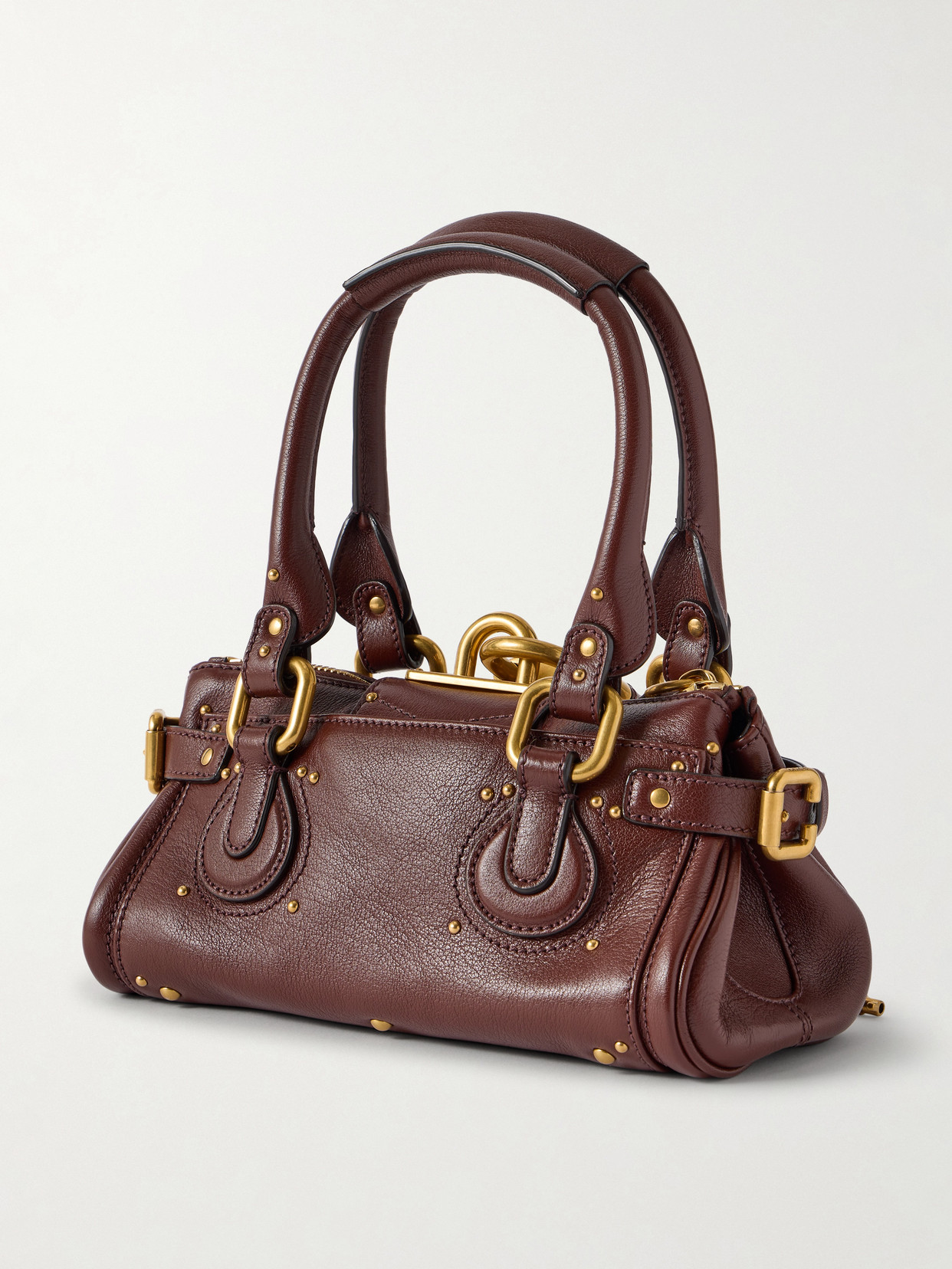 Chloé Paddington Brown Shoulder Bag With Oversized Padlock And C-shaped Buckles In Grainy Leather Woman In Brown