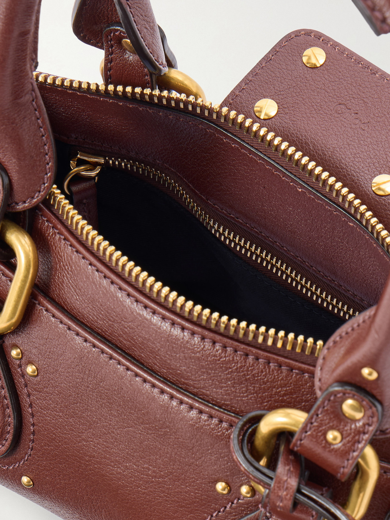 Chloé Paddington Brown Shoulder Bag With Oversized Padlock And C-shaped Buckles In Grainy Leather Woman In Brown