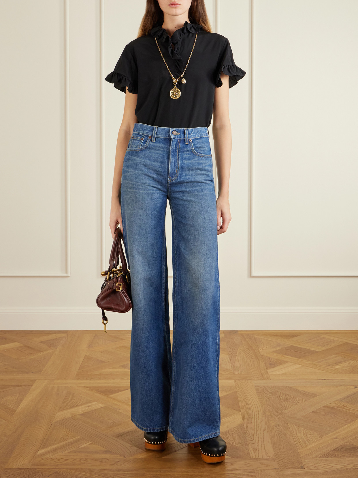 Chloé Paddington Brown Shoulder Bag With Oversized Padlock And C-shaped Buckles In Grainy Leather Woman In Brown