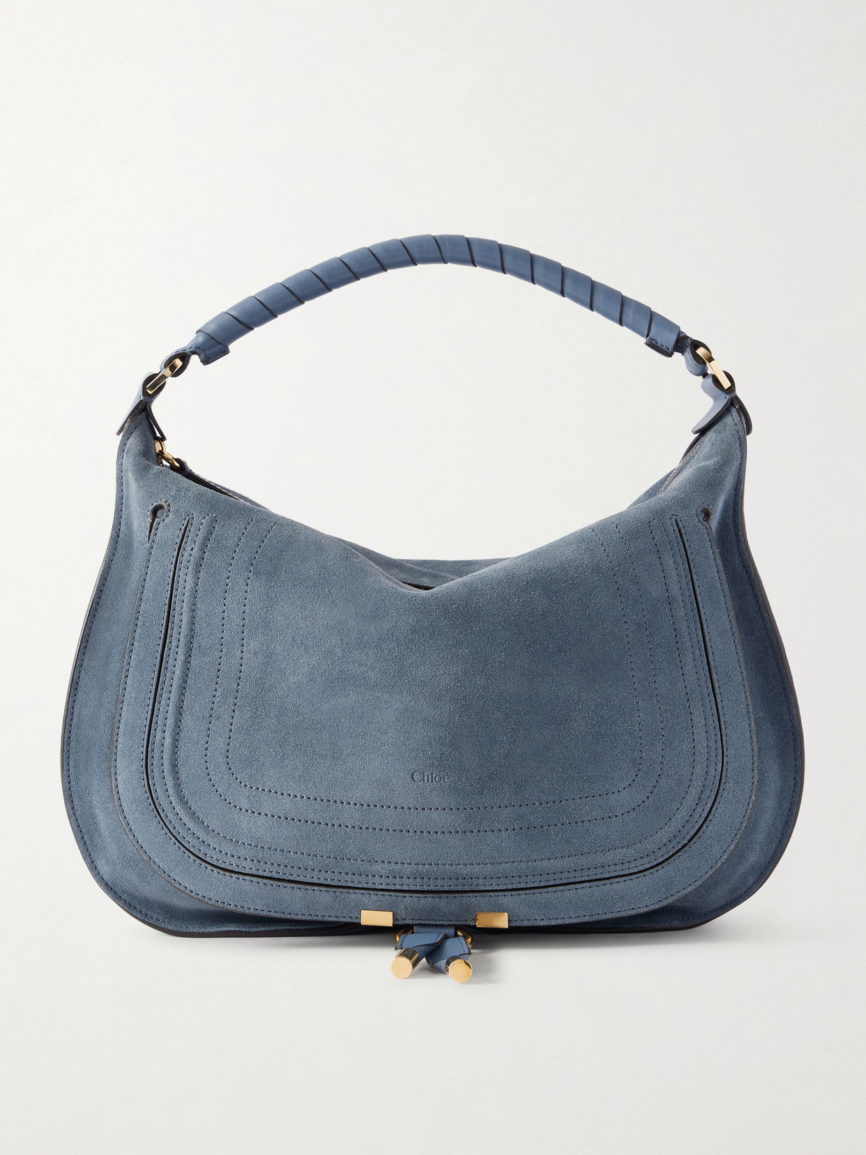 Chloé Marcie Suede Shoulder Bag In Blue