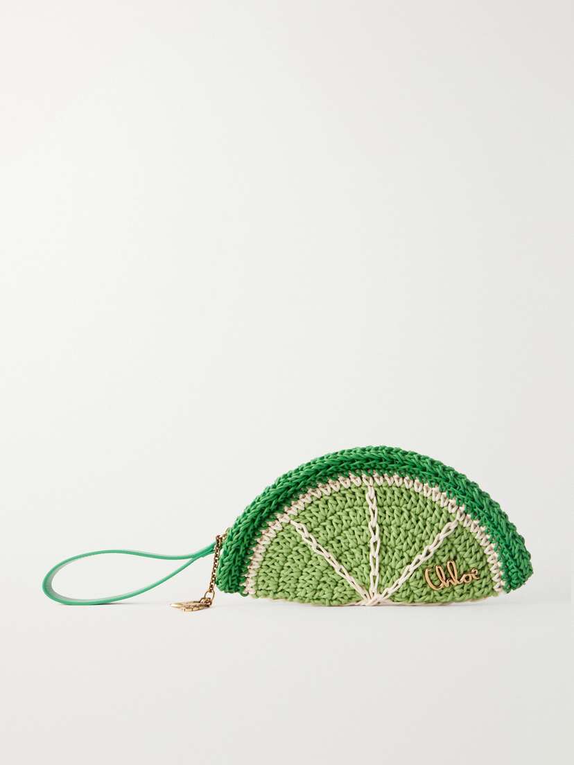 Chloé Tropicus Leather-trimmed Woven Cotton Clutch