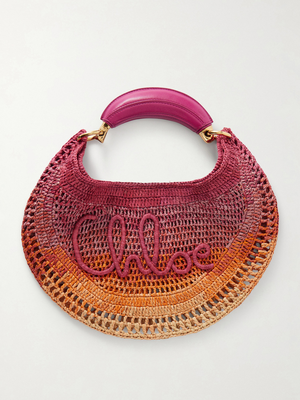 Chloé Summer Banana Leather-trimmed Embroidered Raffia Tote In Multi