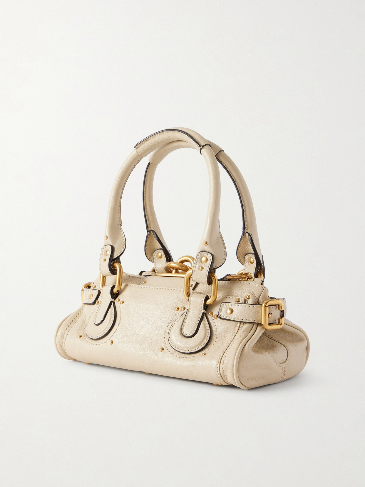 Chloé Paddington Embellished Textured-leather Tote In Pink