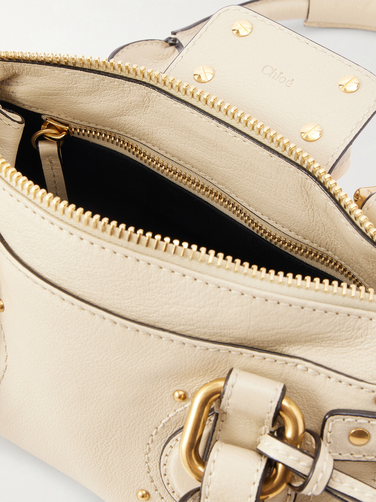 Chloé Paddington Embellished Textured-leather Tote In Pink