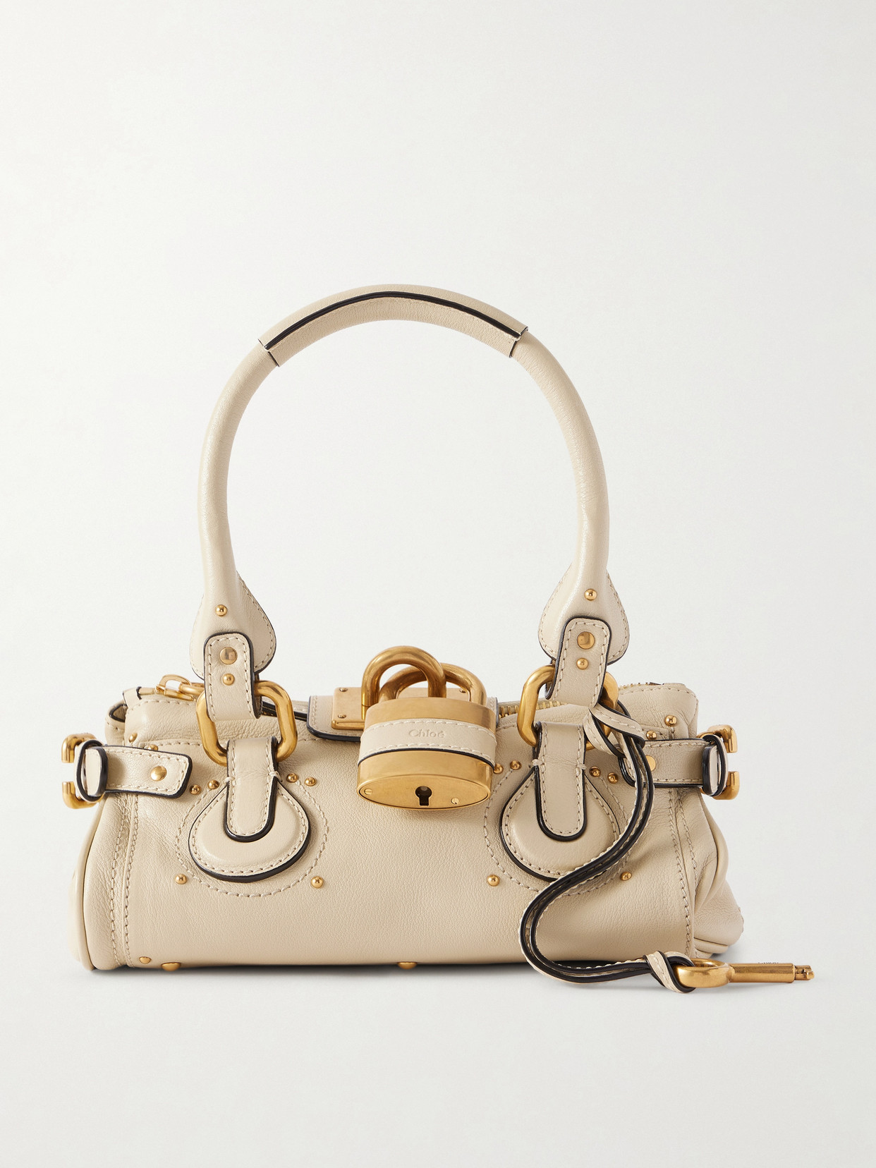 Chloé Paddington Embellished Textured-leather Tote In Pink