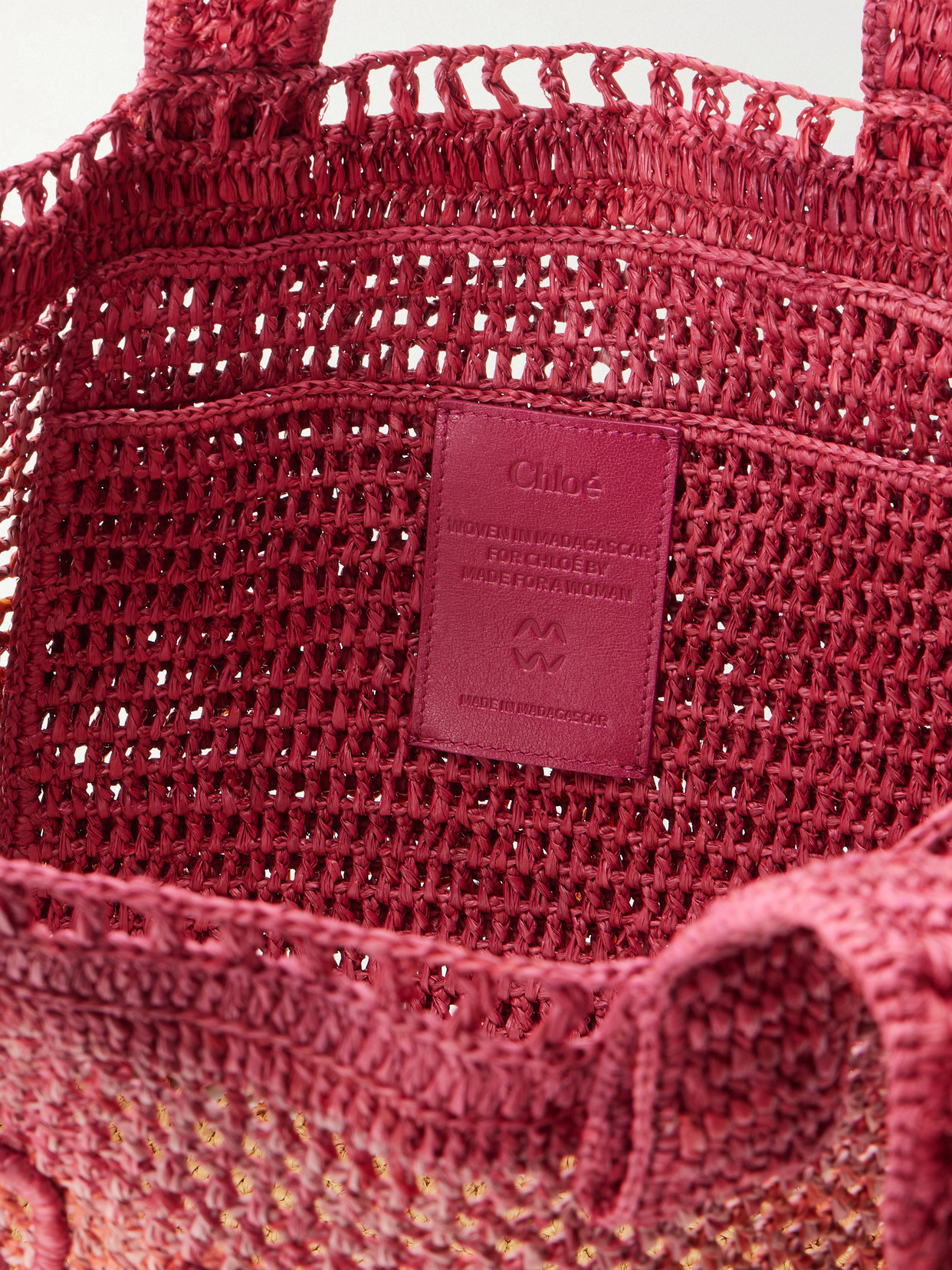 Chloé Womens Multicolor Orange Summer Banana East-west Raffia Tote Bag In Pink