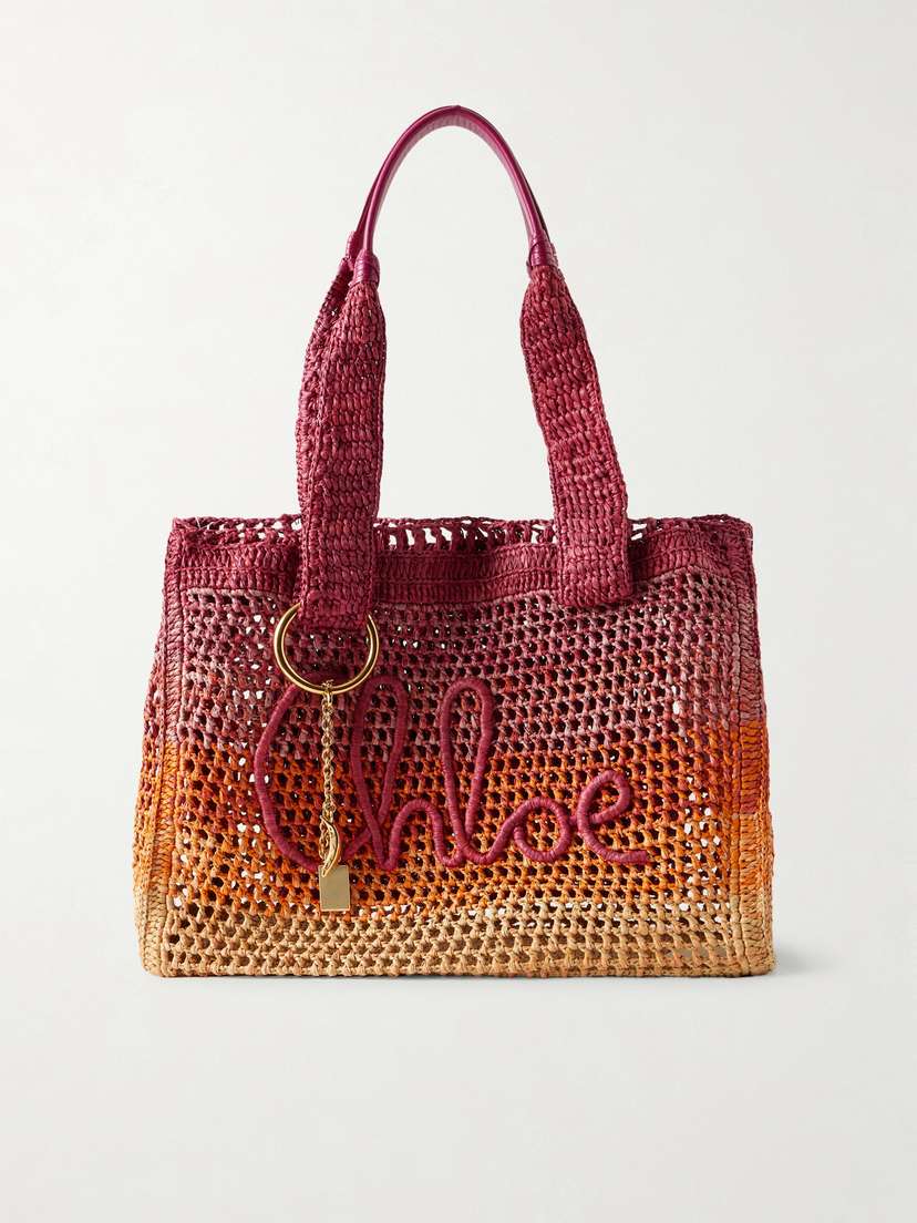 Chloé Summer Banana Leather-trimmed Dégradé Raffia Tote