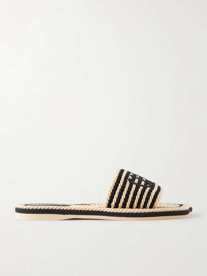 Chloé Embroidered Striped Cord Slides