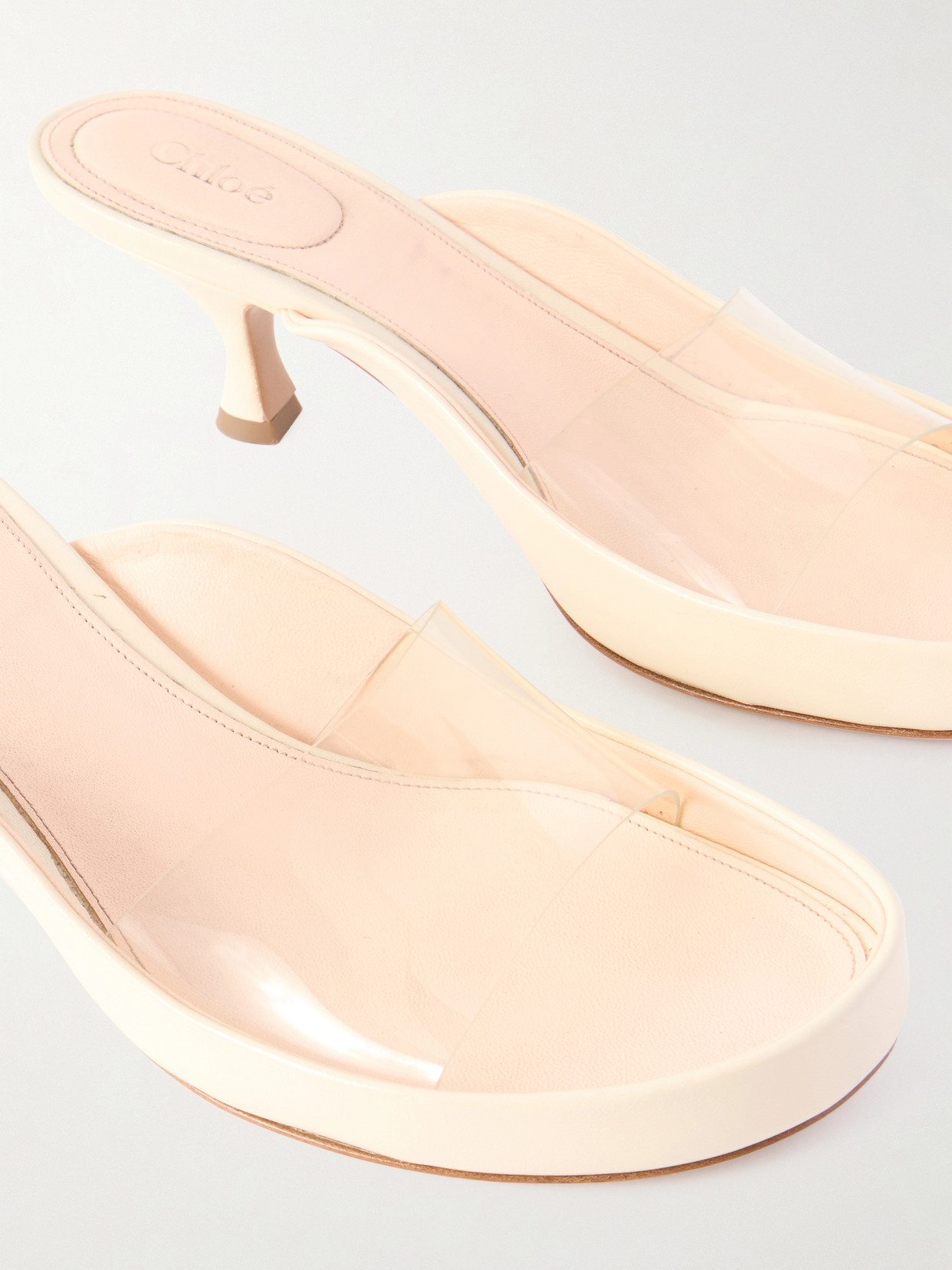 Chloé Womens Chloe Junie Leather And Pvc Heeled Sandals In White
