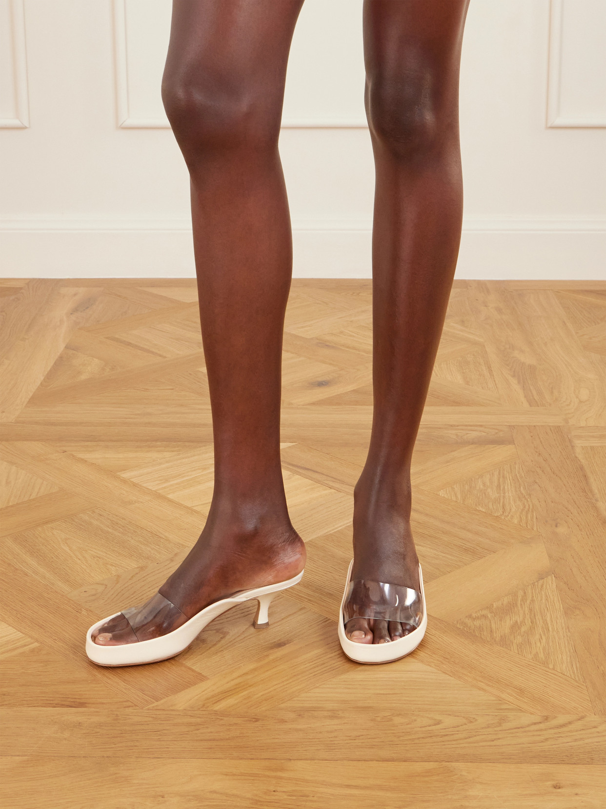 Chloé Womens Chloe Junie Leather And Pvc Heeled Sandals In White