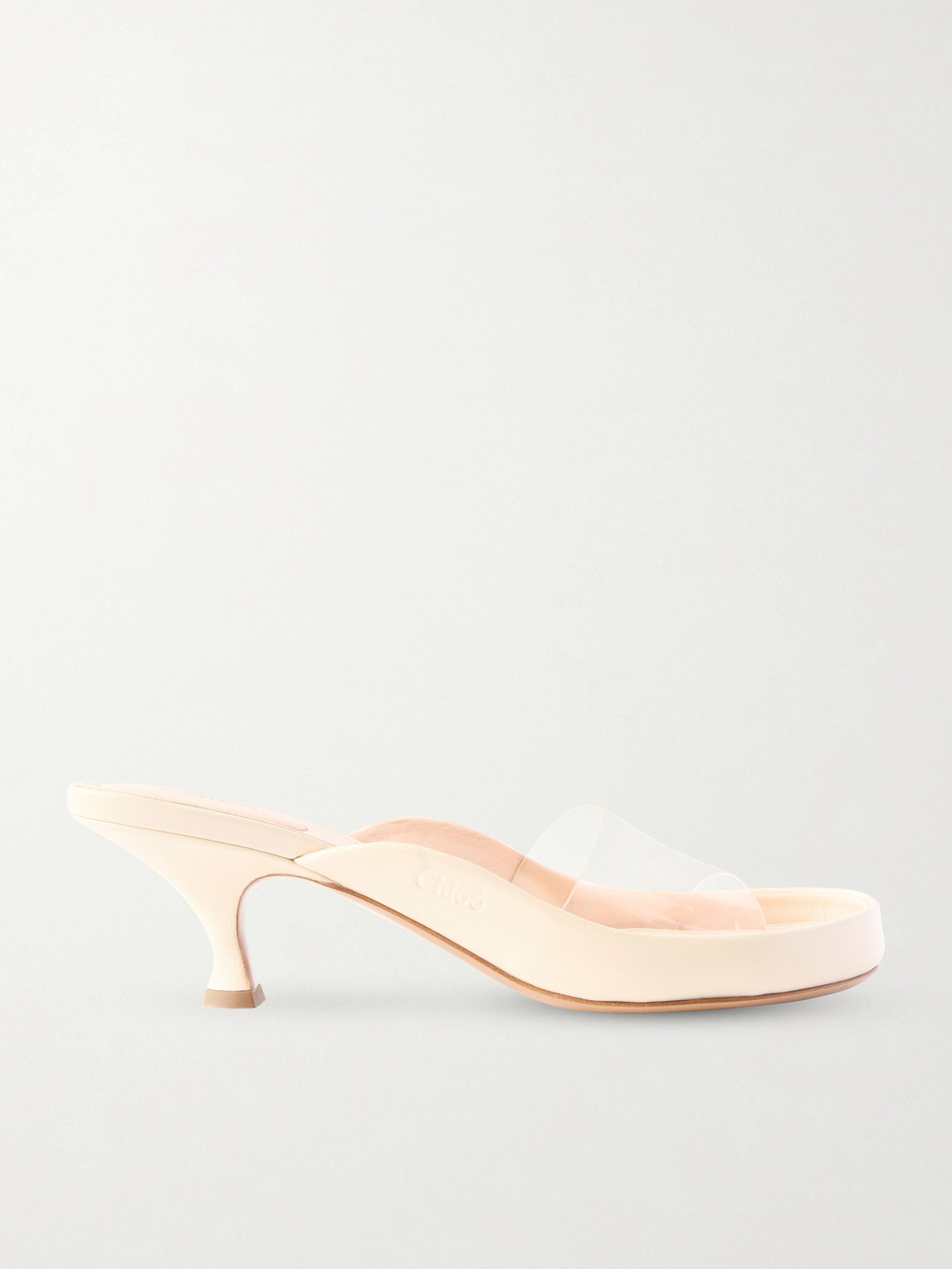 Chloé Womens Chloe Junie Leather And Pvc Heeled Sandals In White