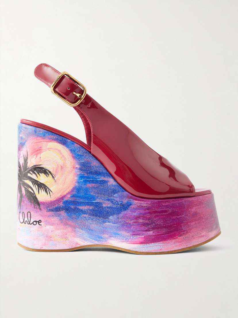 Chloé Maxime Patent-leather Platform Slingback Sandals
