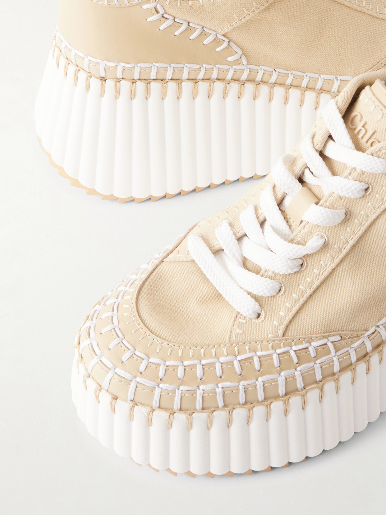 Chloé - Nama Canvas And Leather Platform Sneakers