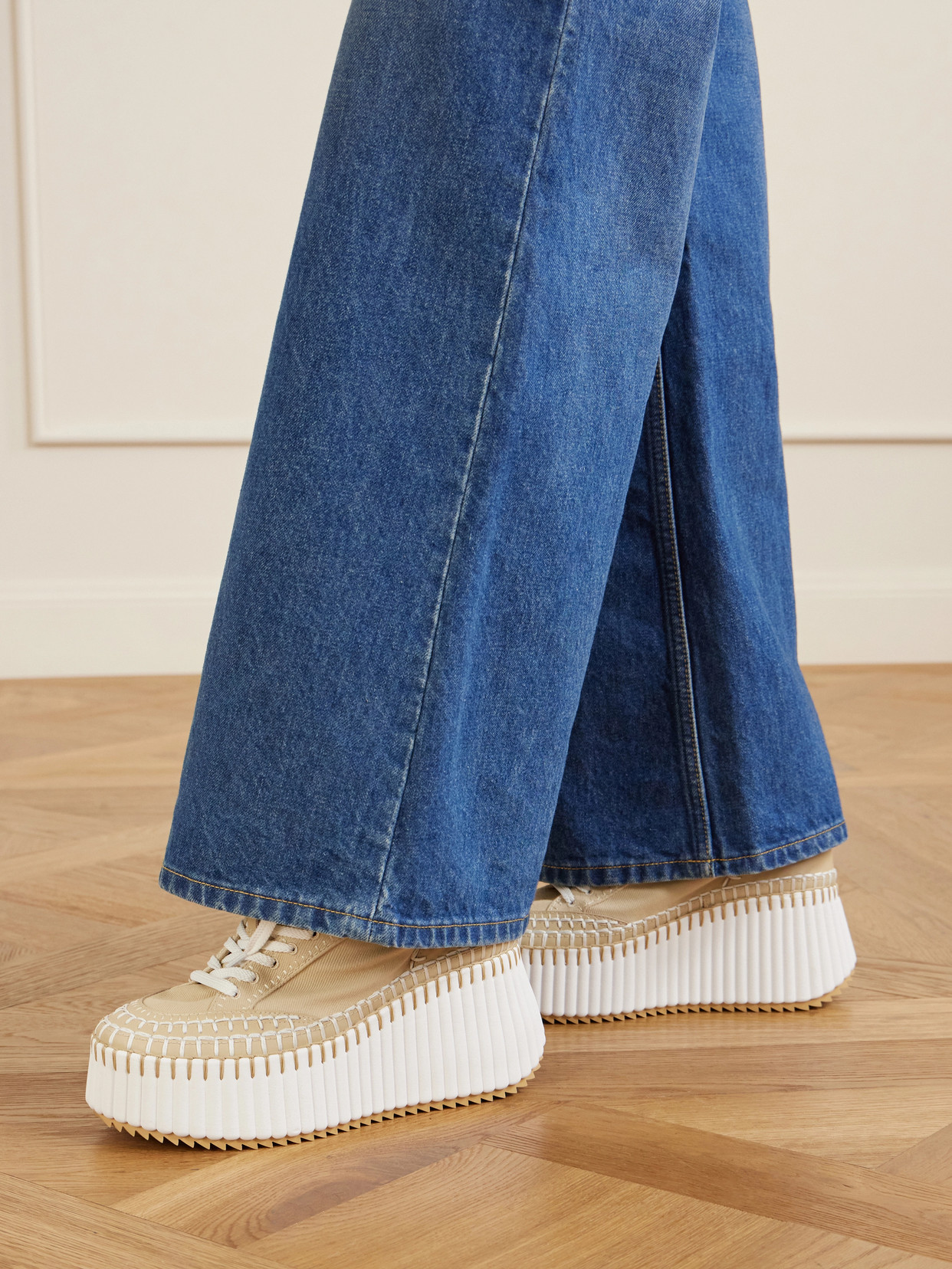 Chloé - Nama Canvas And Leather Platform Sneakers