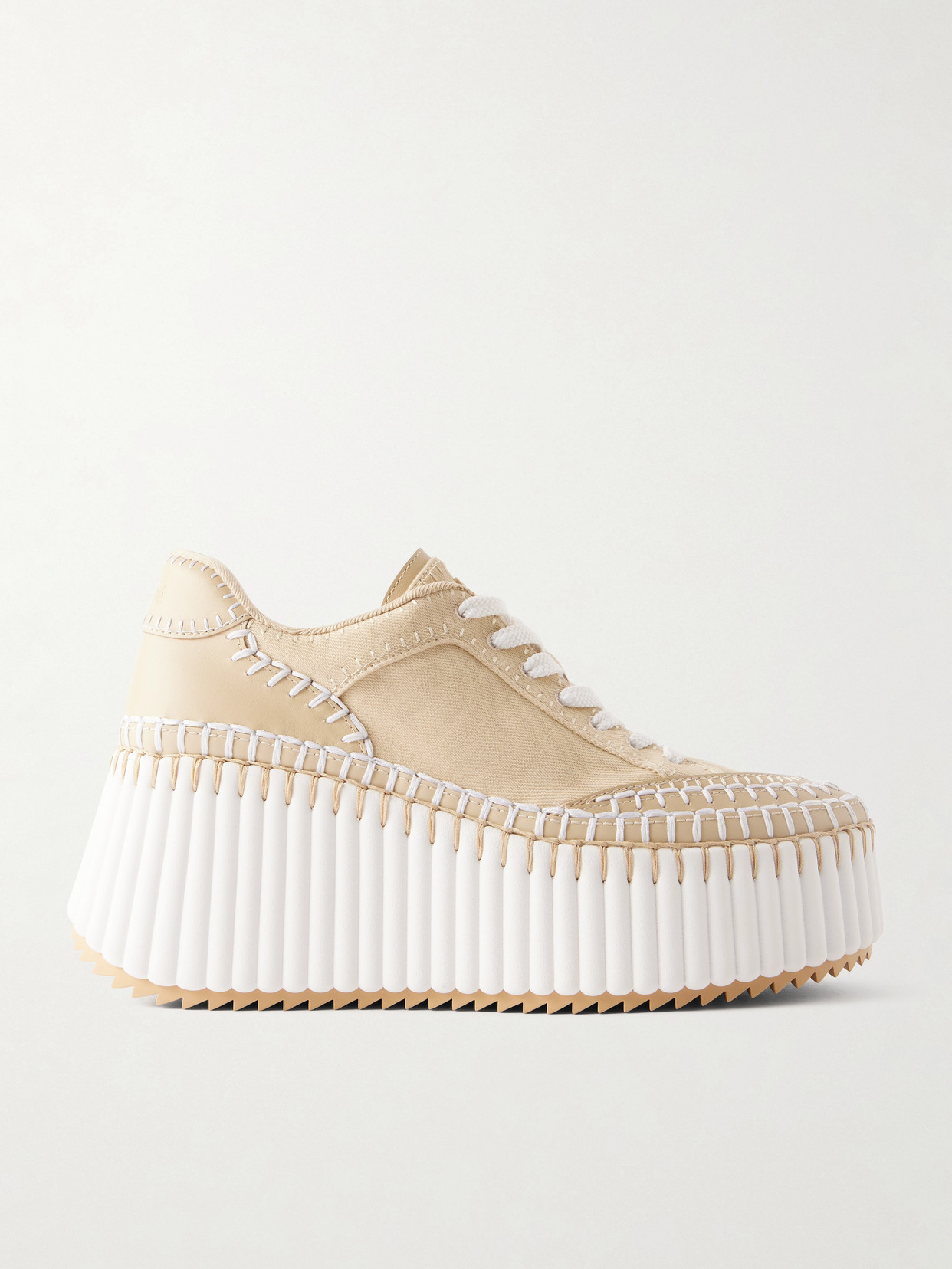 Chloé Nama Canvas And Leather Platform Sneakers In Neutral