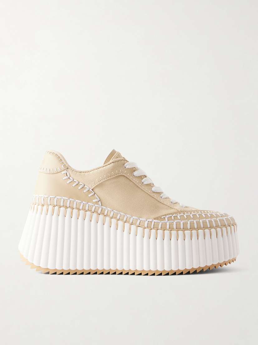 Chloé Nama Canvas And Leather Platform Sneakers