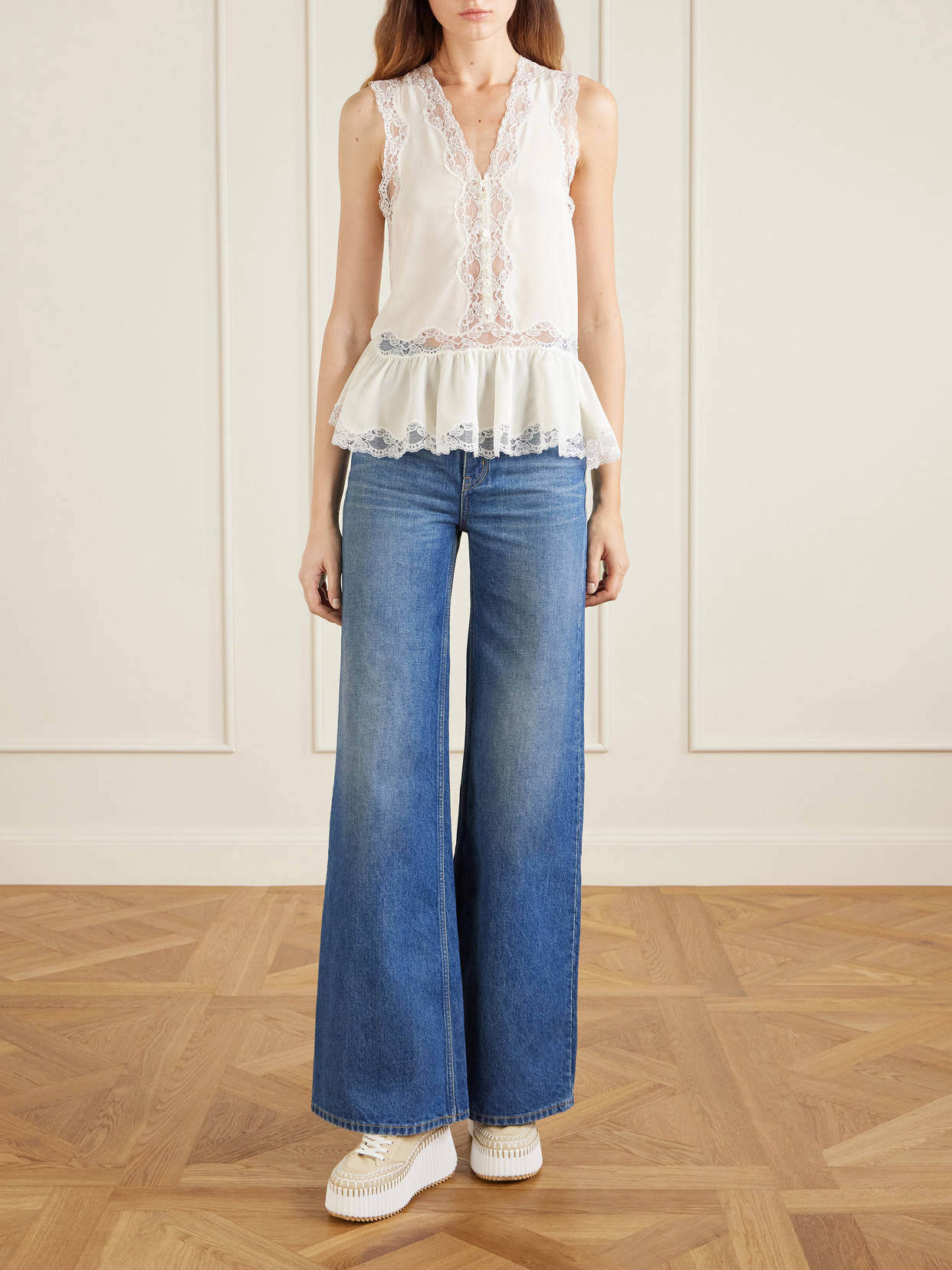 Chloé - Nama Canvas And Leather Platform Sneakers