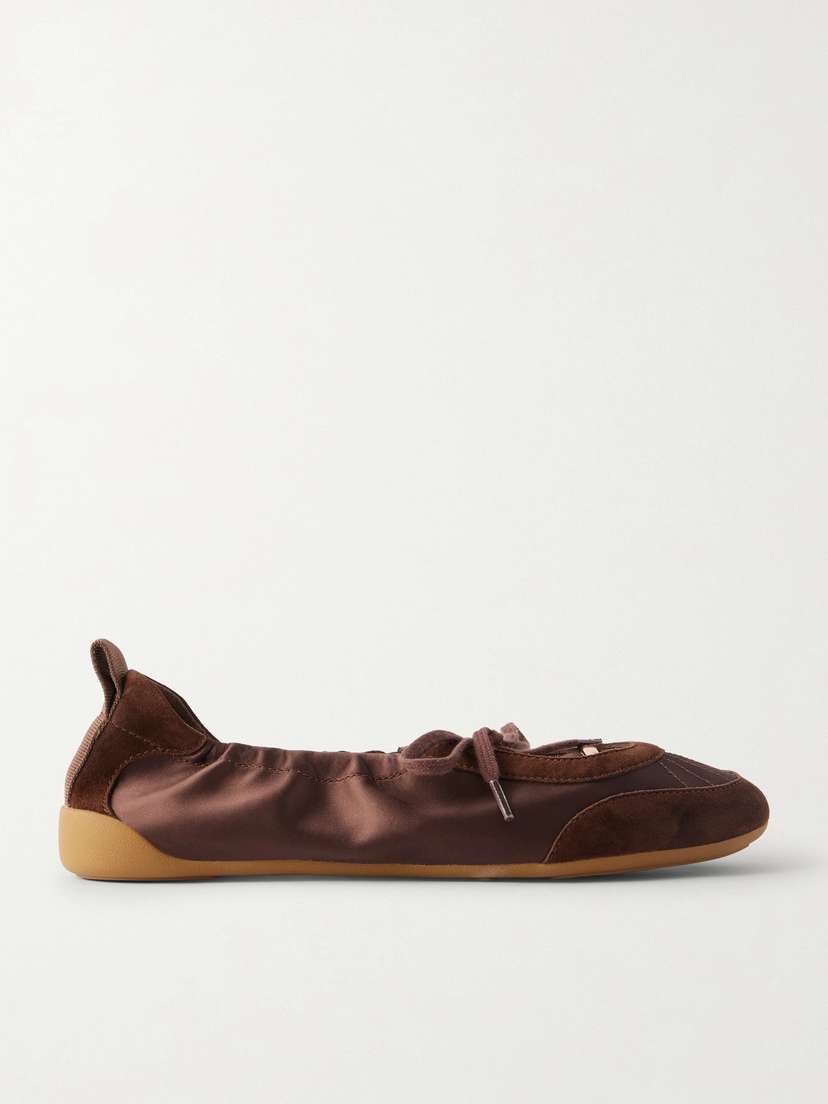 Chloé Kick Suede-trimmed Satin Sneakers
