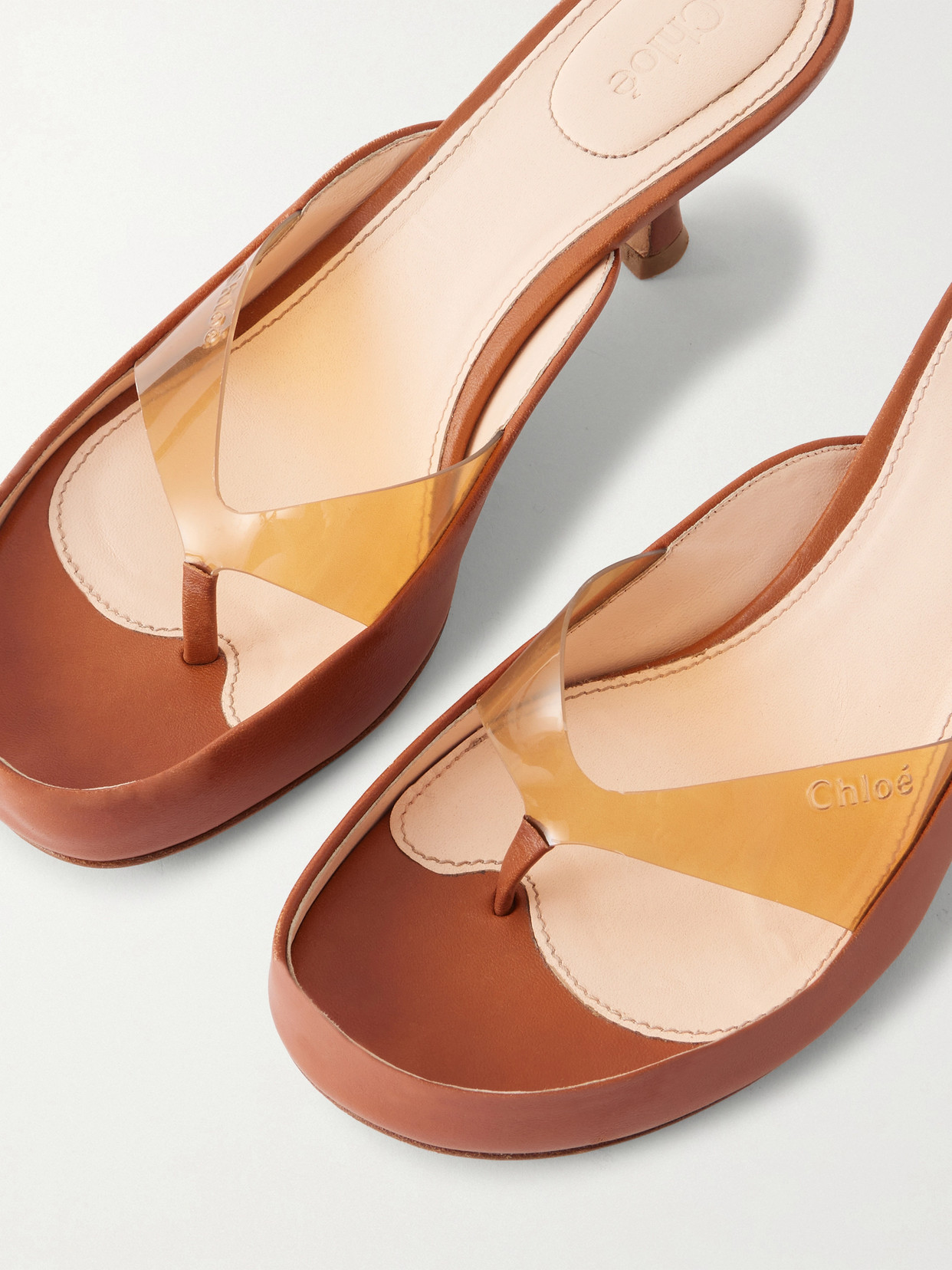 Chloé Junie Leather And Tpu Thong Sandals In Multi