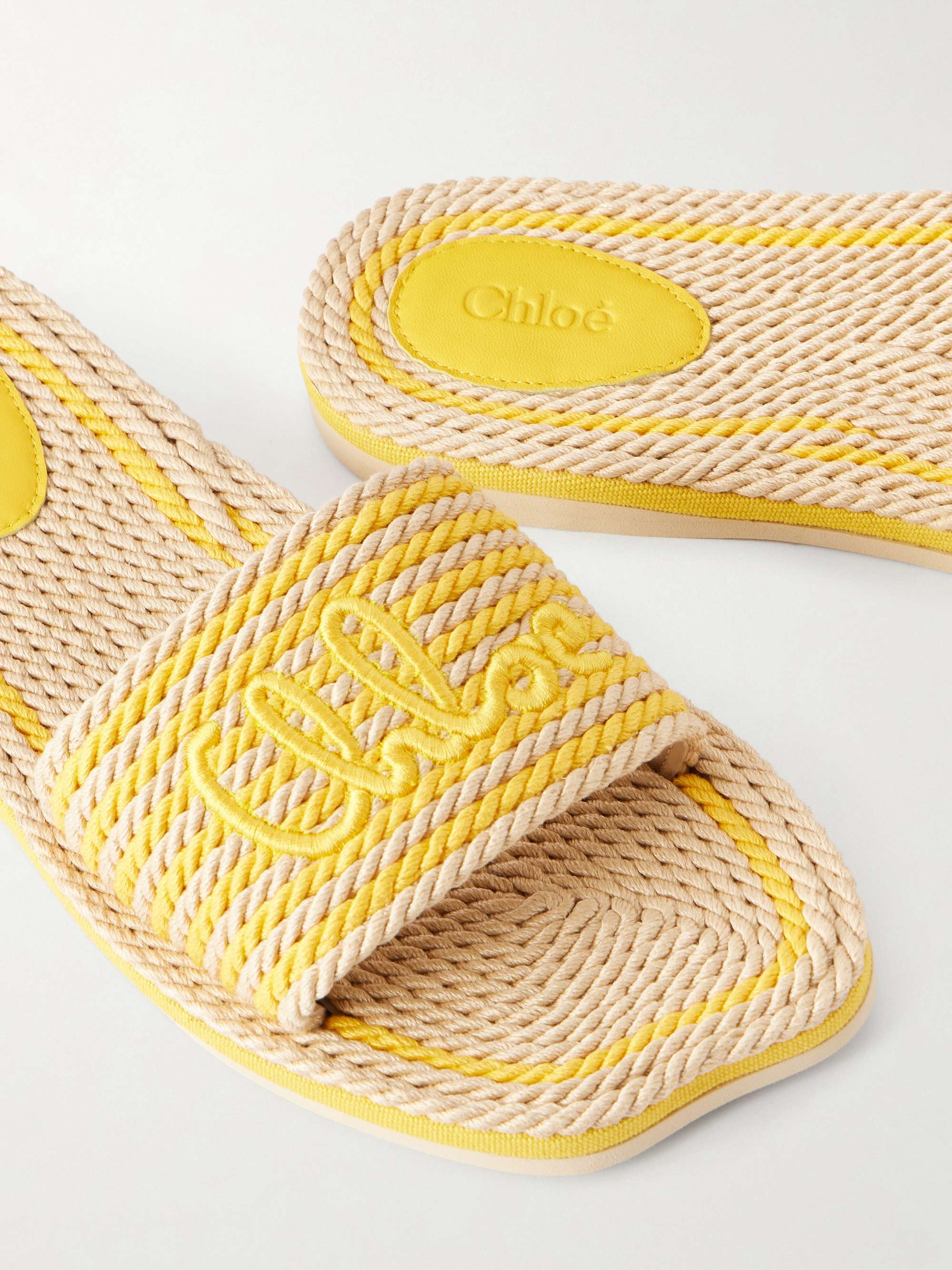 CHLOÉ Embroidered striped cord slides | NET-A-PORTER