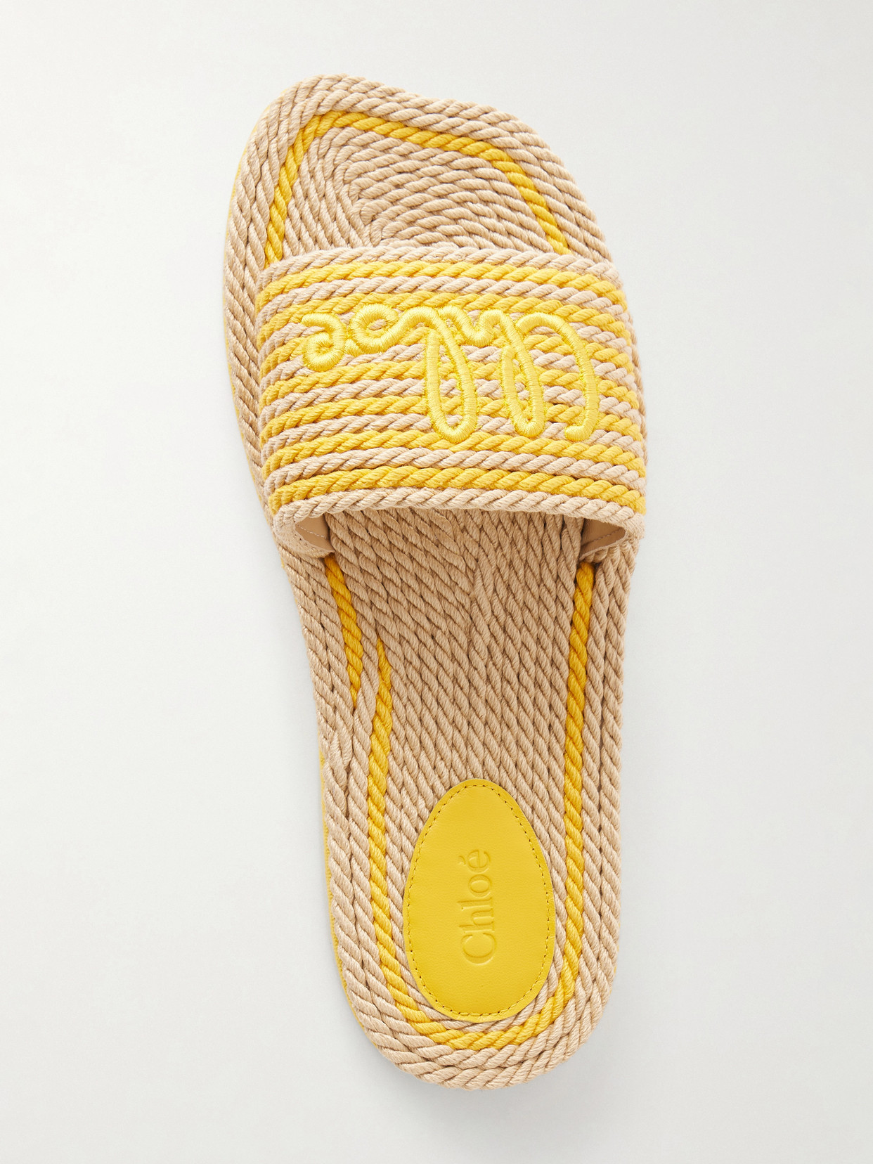 Chloé - Embroidered Striped Cord Slides