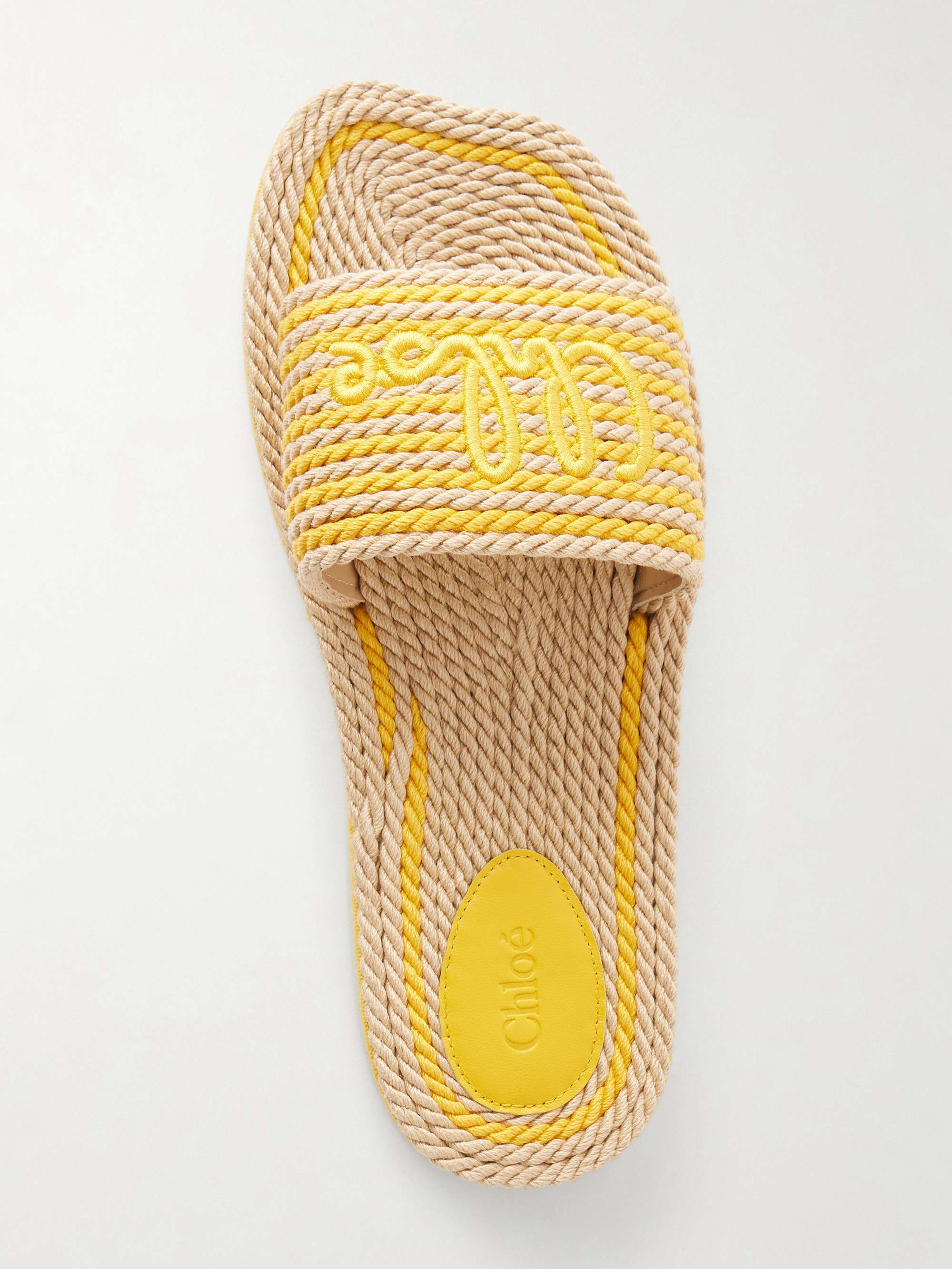 CHLOÉ Embroidered striped cord slides | NET-A-PORTER