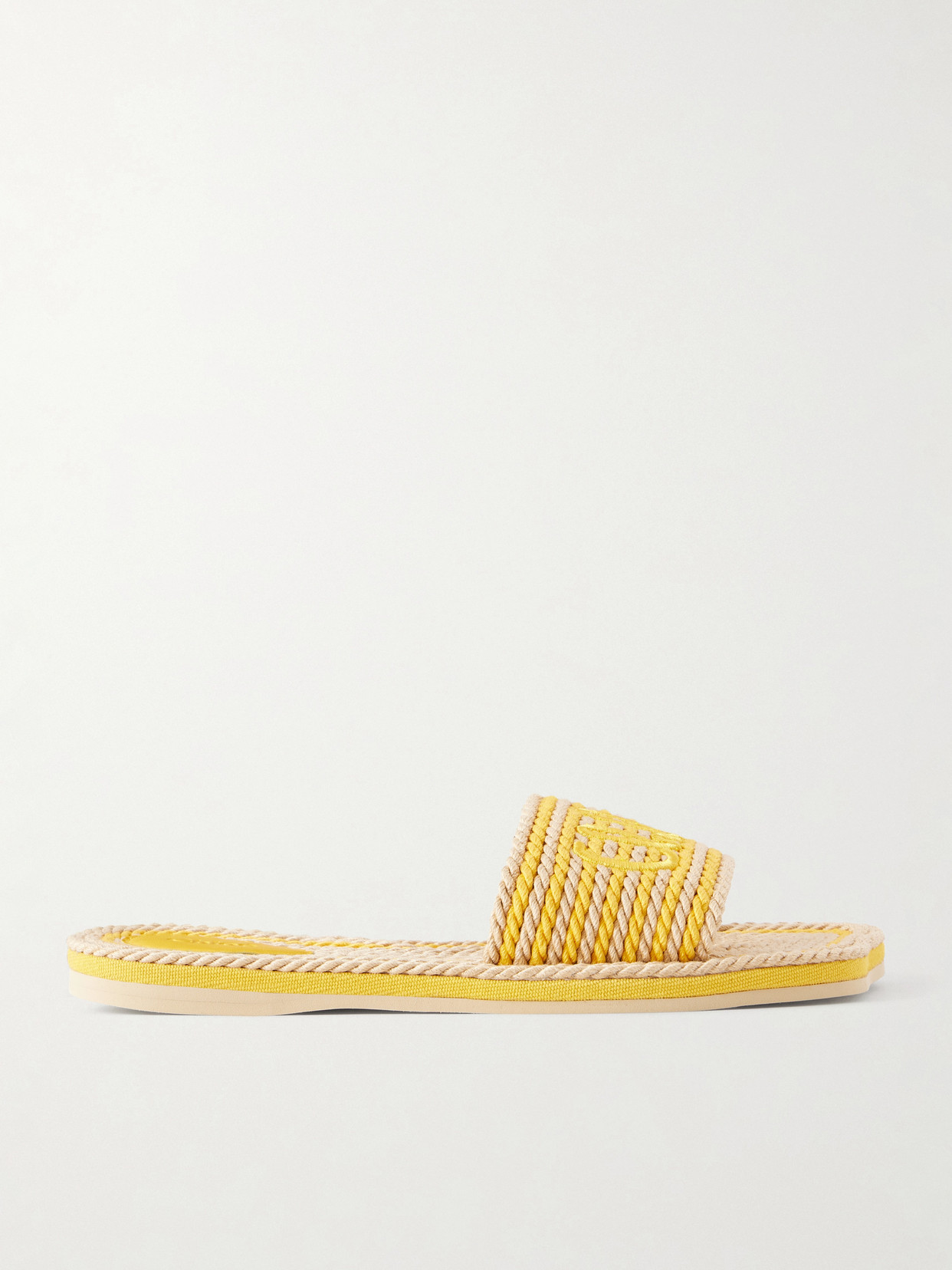 Chloé - Embroidered Striped Cord Slides