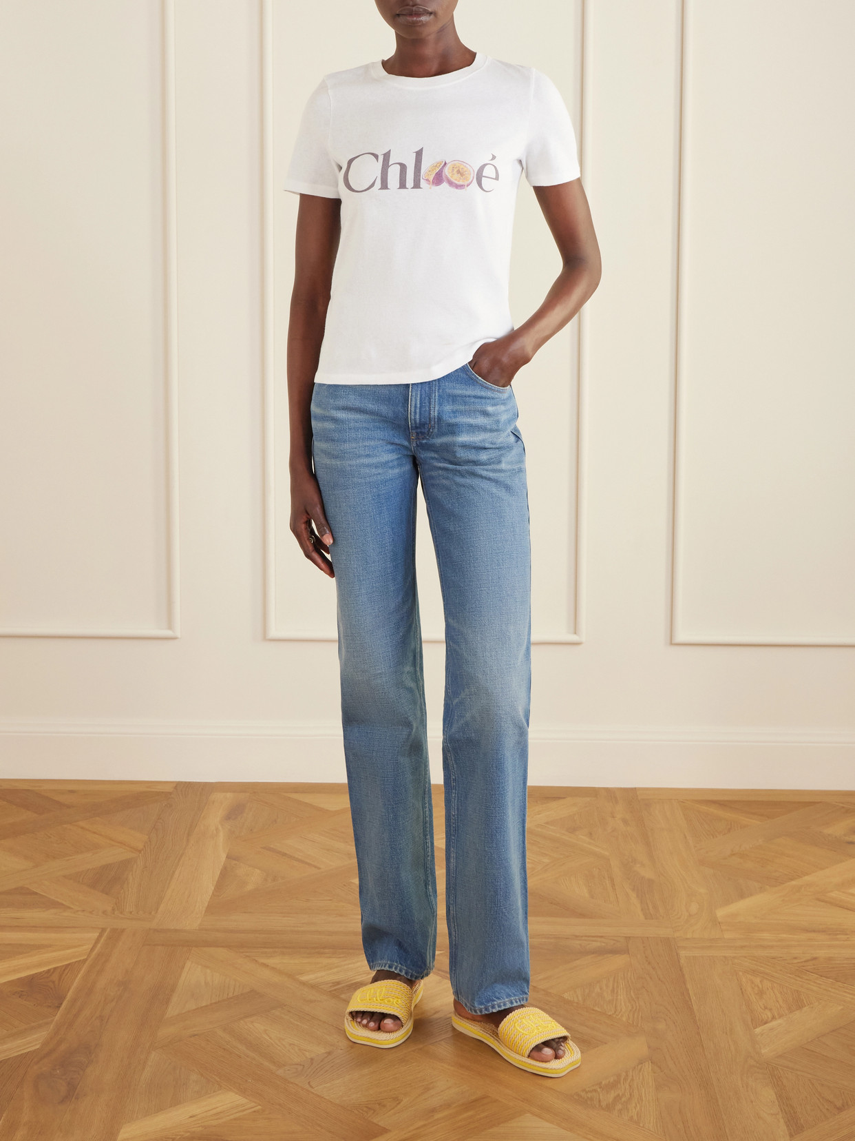 Chloé - Embroidered Striped Cord Slides
