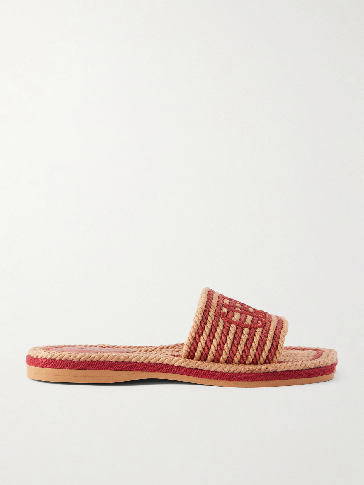 Chloé Logo-embroidered Striped Cord Slides In Multi