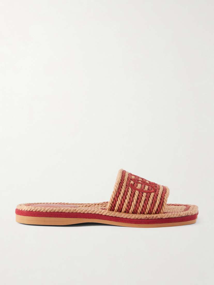Chloé Logo-embroidered Striped Cord Slides