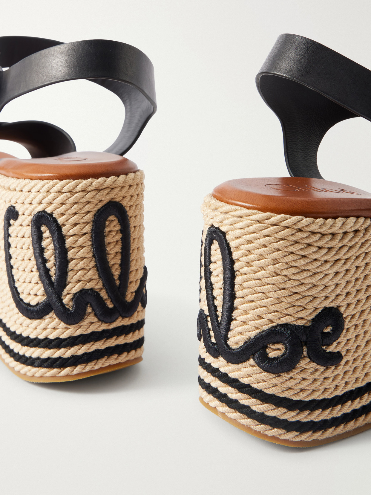 Chloé Leather Platform Espadrilles In Black