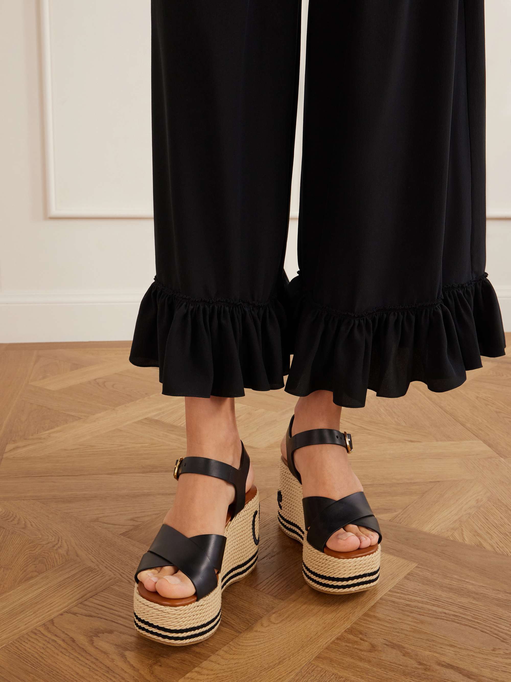 CHLOÉ Leather platform espadrilles | NET-A-PORTER