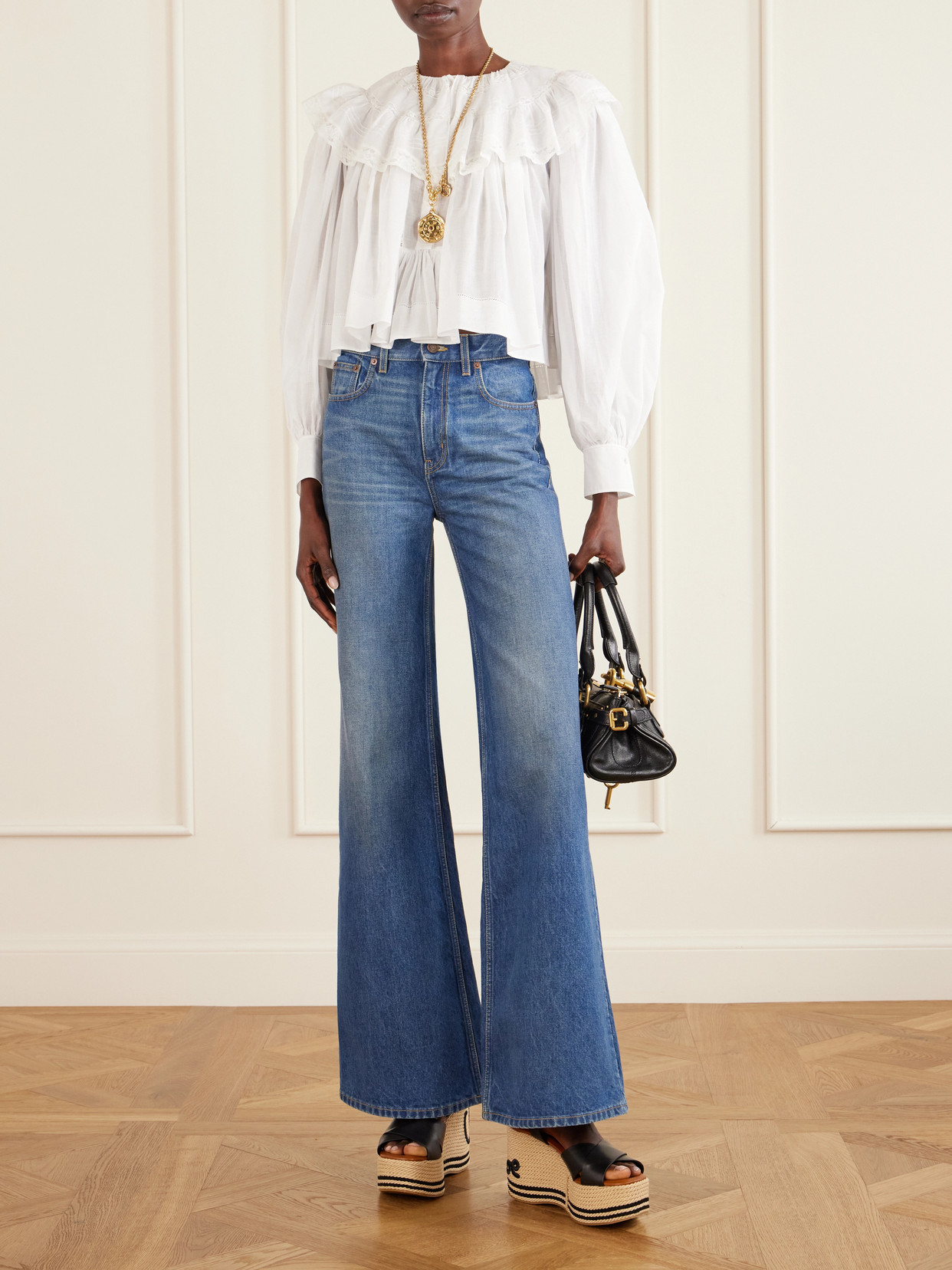 Chloé Leather Platform Espadrilles In Black