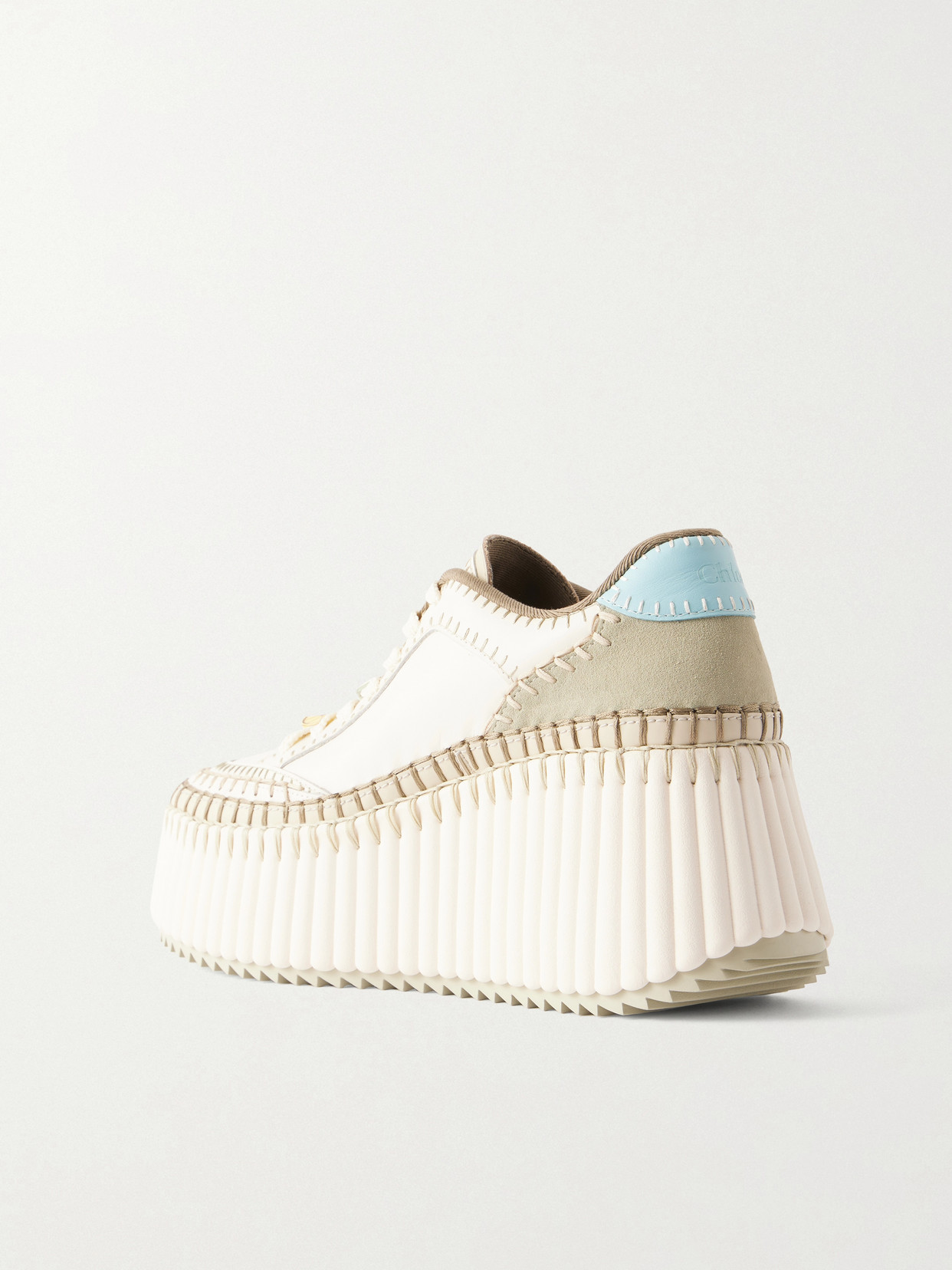 Chloé - Nama Patchwork Suede-Trimmed Leather Platform Sneakers